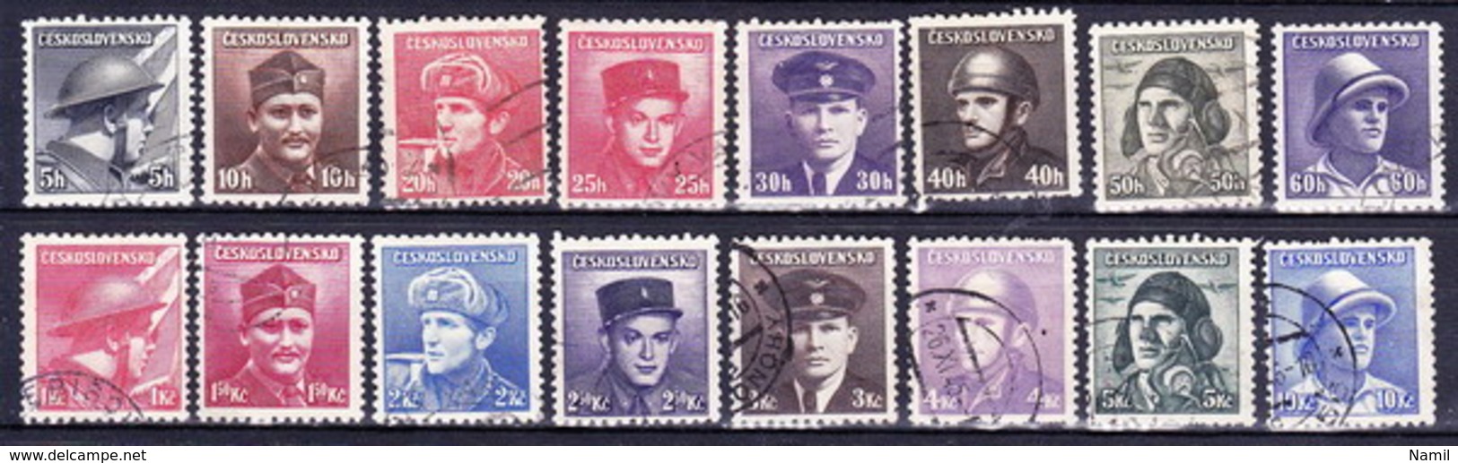 Tchécoslovaquie 1945 Mi 439-54 (Yv 387-402), Obliteré - Used Stamps