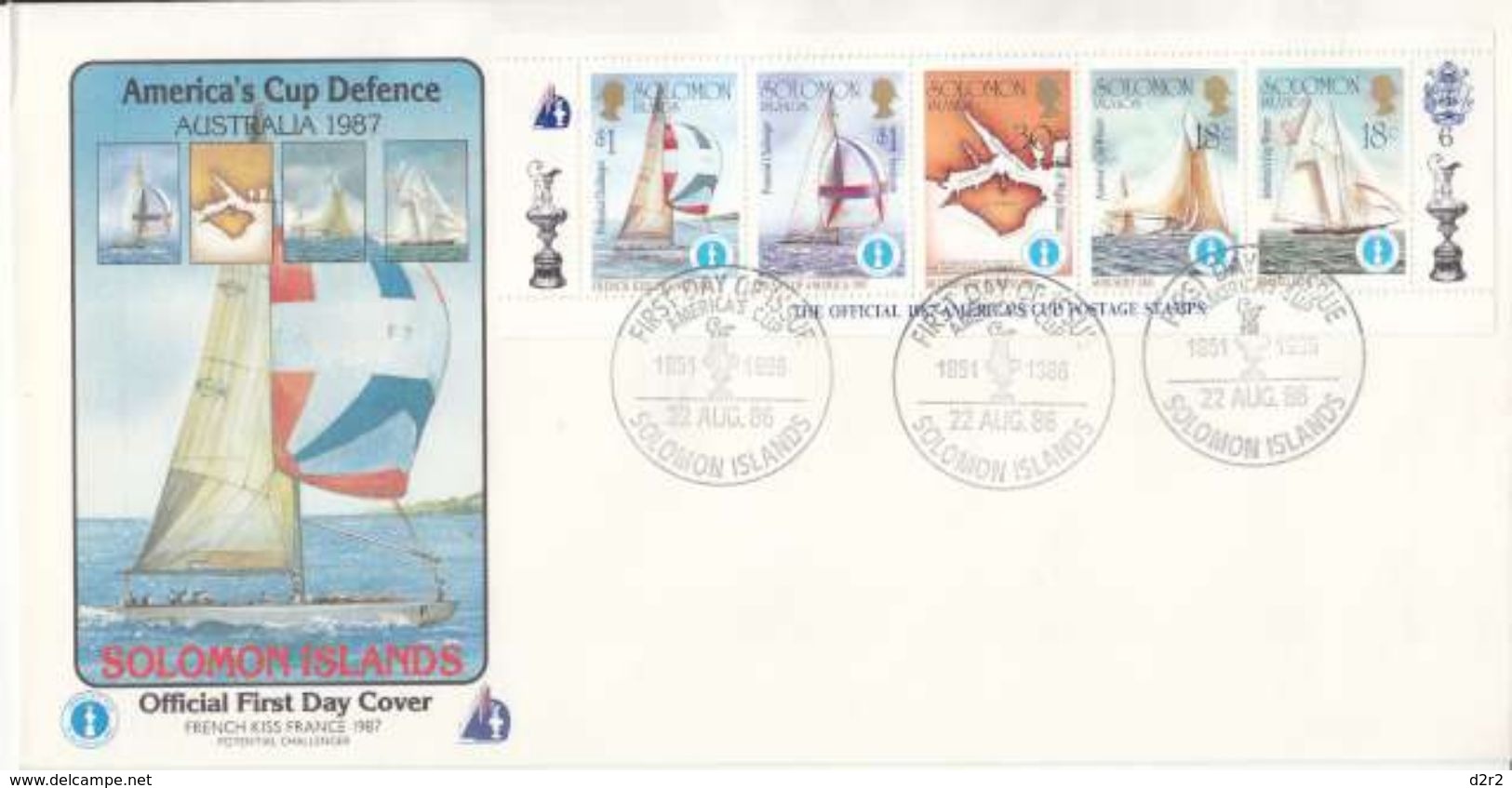 AMERICA'S CUP - 1987 OFFICIAL STAMPS -  10 BLOCS FEUILLETS  SUR FDC  + 1EX DU BLOC DENNIS CONNER - Salomon (Iles 1978-...)