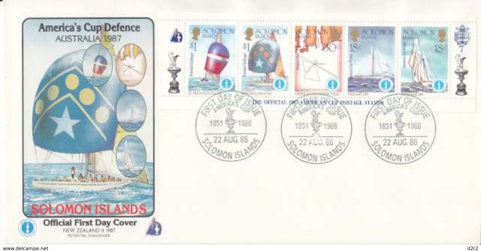 AMERICA'S CUP - 1987 OFFICIAL STAMPS -  10 BLOCS FEUILLETS  SUR FDC  + 1EX DU BLOC DENNIS CONNER