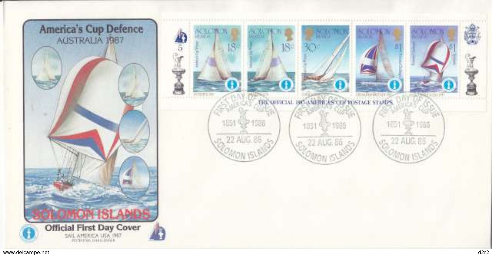 AMERICA'S CUP - 1987 OFFICIAL STAMPS -  10 BLOCS FEUILLETS  SUR FDC  + 1EX DU BLOC DENNIS CONNER