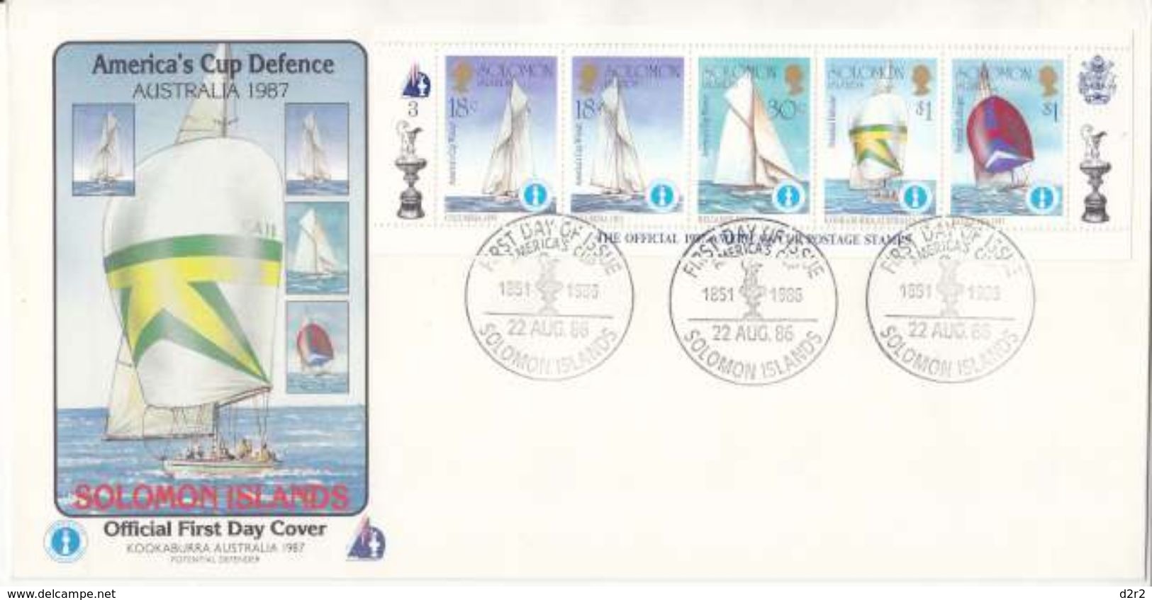 AMERICA'S CUP - 1987 OFFICIAL STAMPS -  10 BLOCS FEUILLETS  SUR FDC  + 1EX DU BLOC DENNIS CONNER