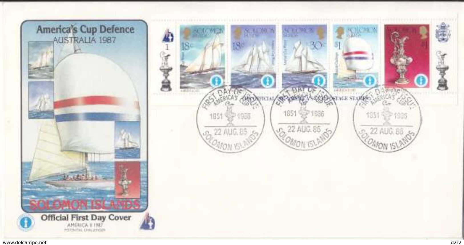 AMERICA'S CUP - 1987 OFFICIAL STAMPS -  10 BLOCS FEUILLETS  SUR FDC  + 1EX DU BLOC DENNIS CONNER