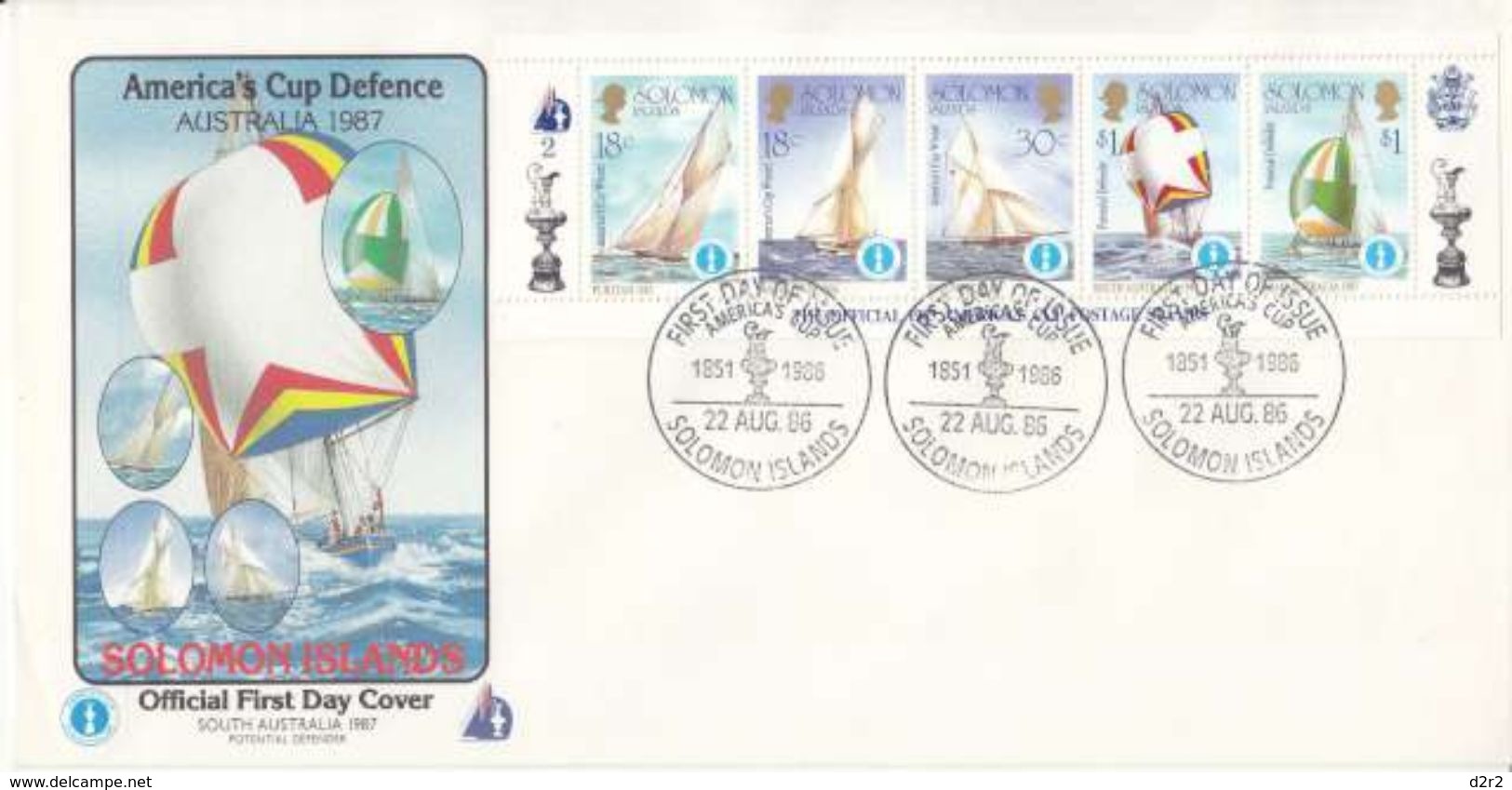 AMERICA'S CUP - 1987 OFFICIAL STAMPS -  10 BLOCS FEUILLETS  SUR FDC  + 1EX DU BLOC DENNIS CONNER