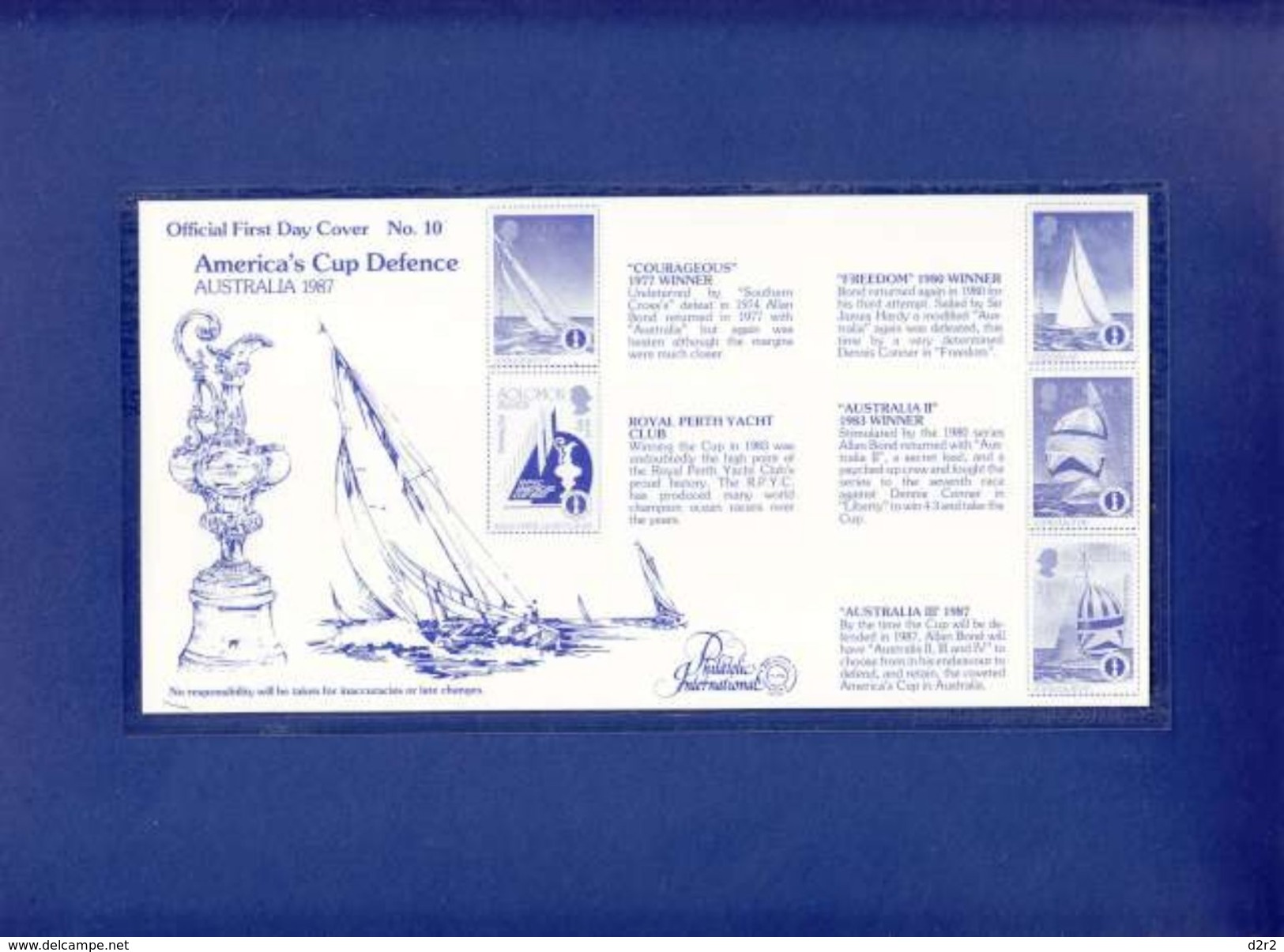 AMERICA'S CUP - 1987 OFFICIAL STAMPS -  CARNET SOUVENIR AVECFDC ET BLOC  FEUILLET - - Solomon Islands (1978-...)