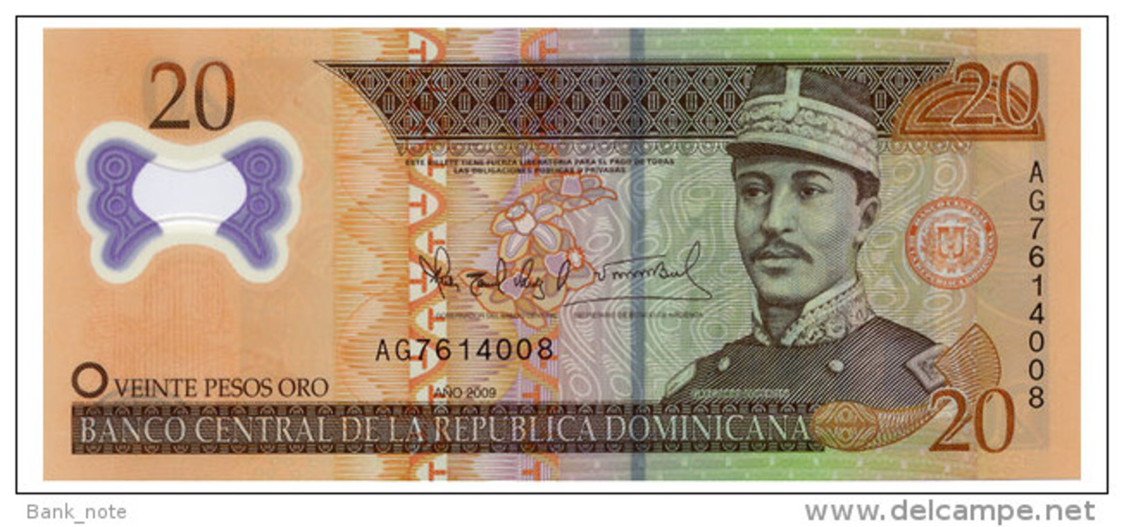 DOMINICAN REPUBLIC PLASTIC 20 PESOS ORO 2009 Pick 182 Unc - Dominicana