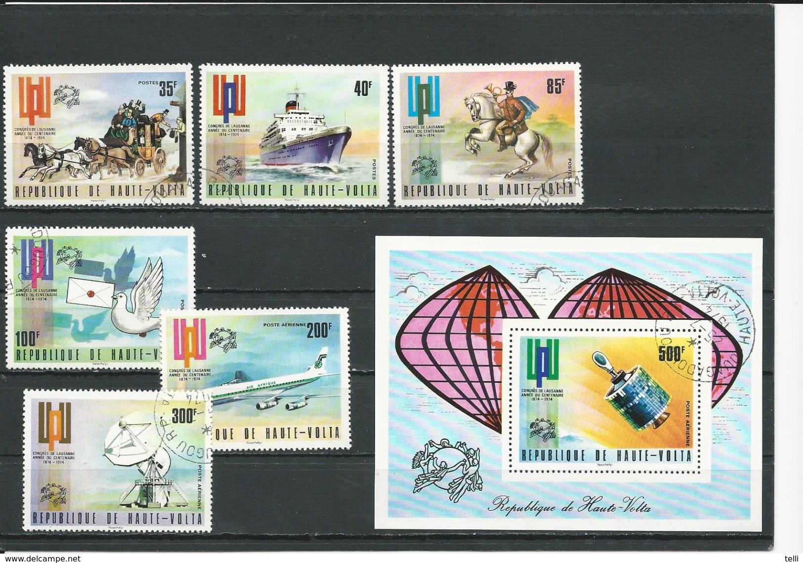 HAUTE-VOLTA  Scott 332-334, C189-C191, C192 Yvert 323-325, PA171-PA173, BF5W (6+bloc) O Cote 5,60$ 1974 - Haute-Volta (1958-1984)