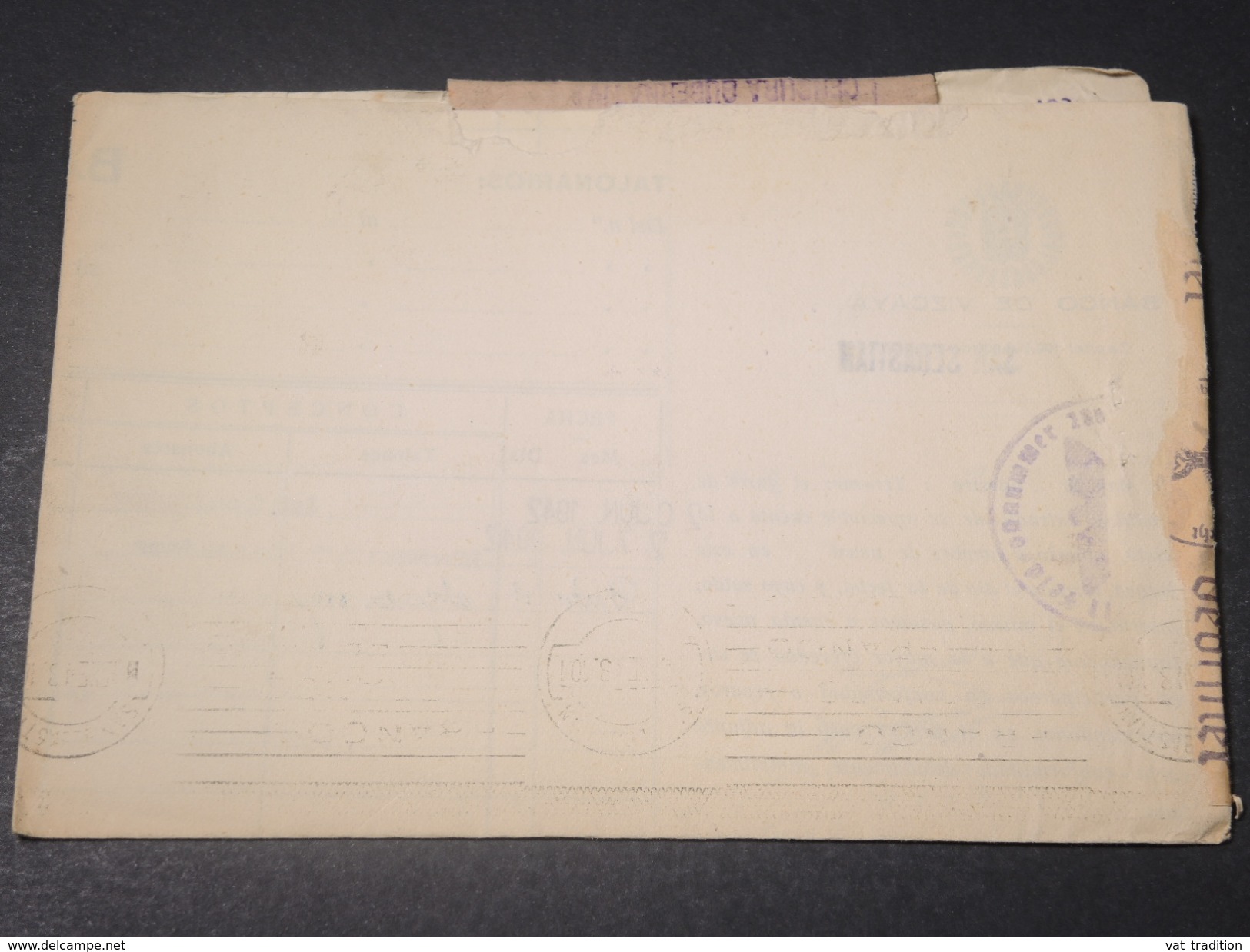 ESPAGNE - Enveloppe Avec Censure De San Sébastien Pour La France En 1942 , Affr. Plaisant Dont Perforé - L 11202 - Marcas De Censura Republicana