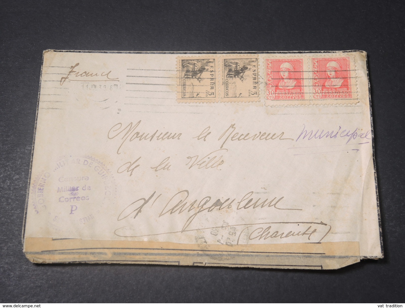 ESPAGNE - Enveloppe Avec Censure De San Sebastien Pour La France En 1939  - L 11204 - Republikeinse Censuur