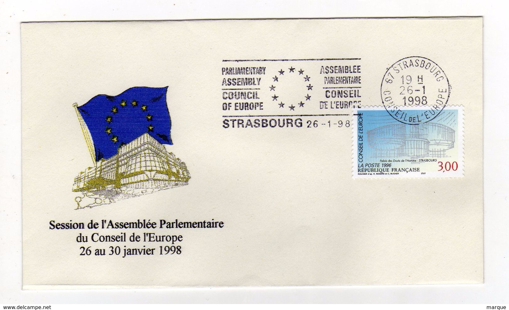 Enveloppe Session Du Parlement Européen Du 26 Au 30 Janvier 1998 STRASBOURG 26/01/1998 - 2000-2009