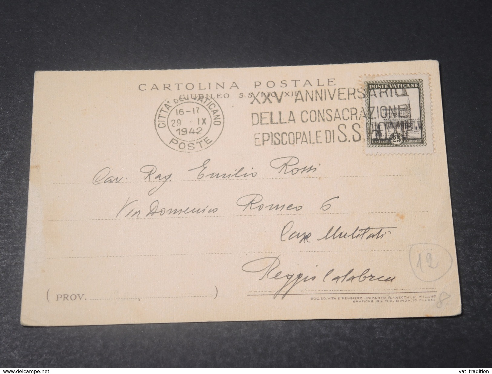 VATICAN - Oblitération Du Vatican Sur Carte Postale Du Pape En 1942 - L 11208 - Cartas & Documentos