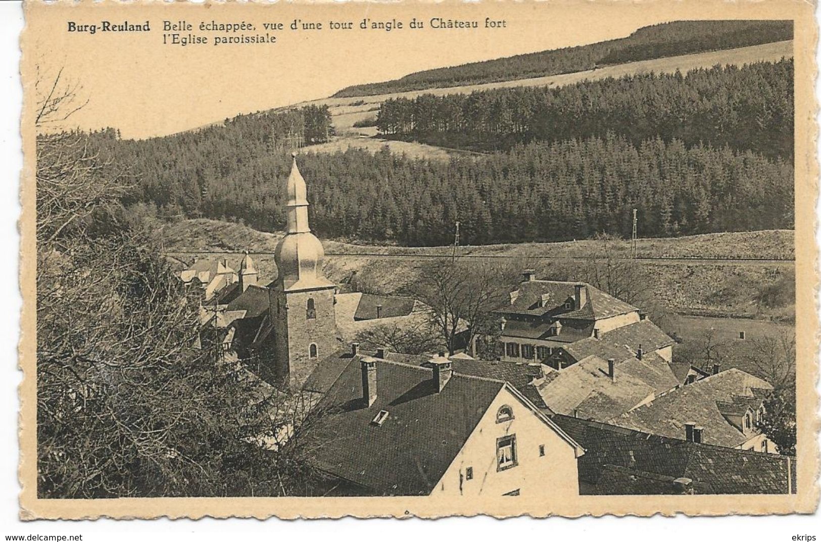 Burg-Reuland Belle échappée, Vue D'une Tour D'angle Du Château Fort. L'Eglise Paroissiale - Burg-Reuland