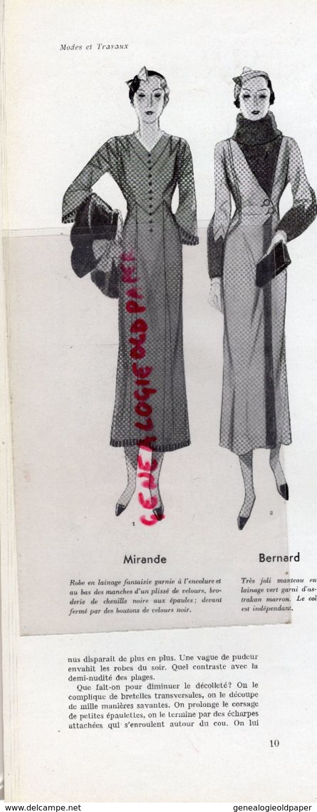 REVUE MODES & TRAVAUX-1ER NOVEMBRE 1932- N° 309- BOUCHERIT-FOURRURES GUELIS PARIS-BEBE NESTLE-MOLYNEUX-LELONG- - Mode