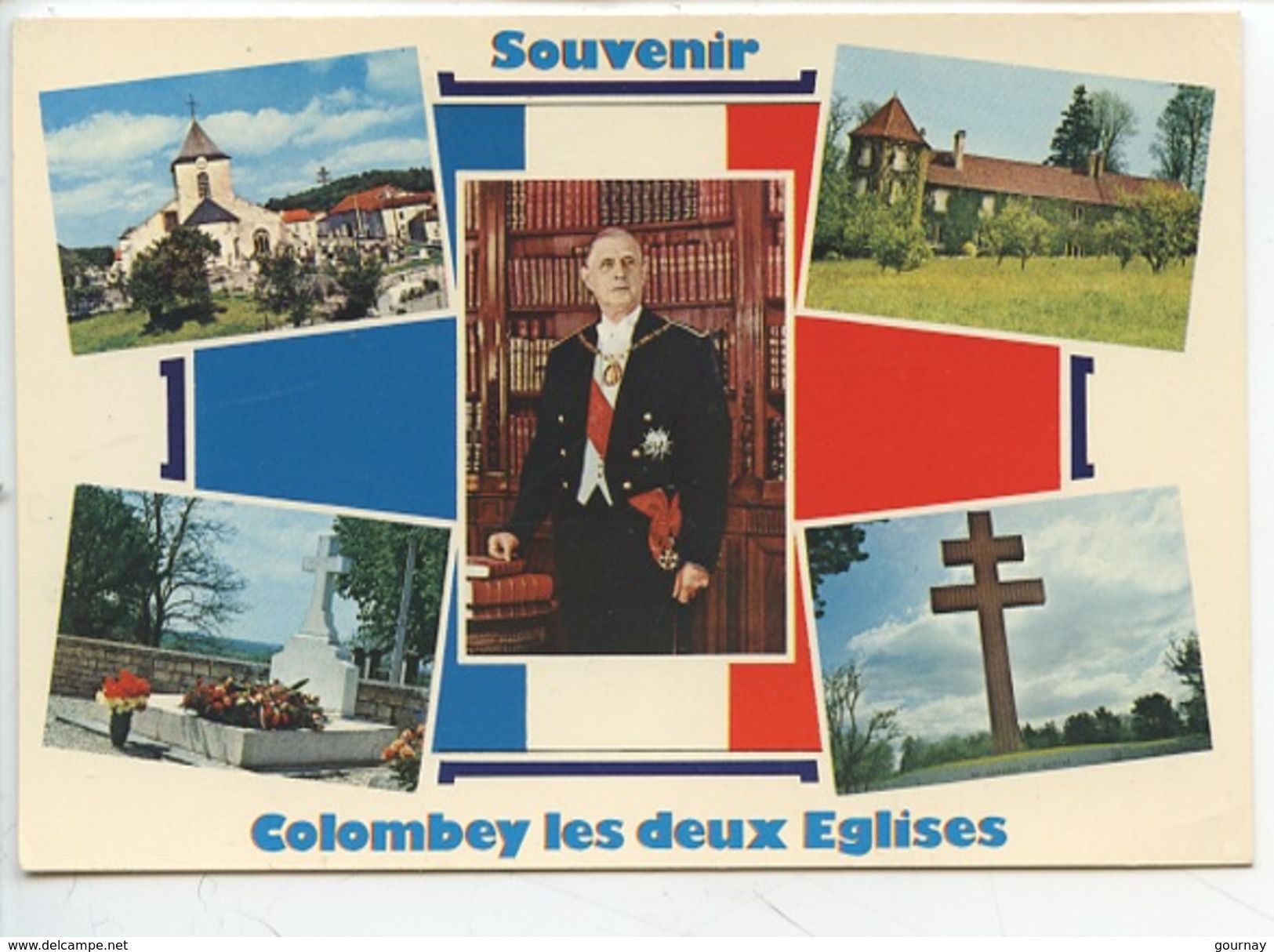 Souvenir Colombey Les Deux églises Multivues Portrait Général De Gaulle Boisserie Sépulture Mémorial Tricolore (n°021) - Colombey Les Deux Eglises