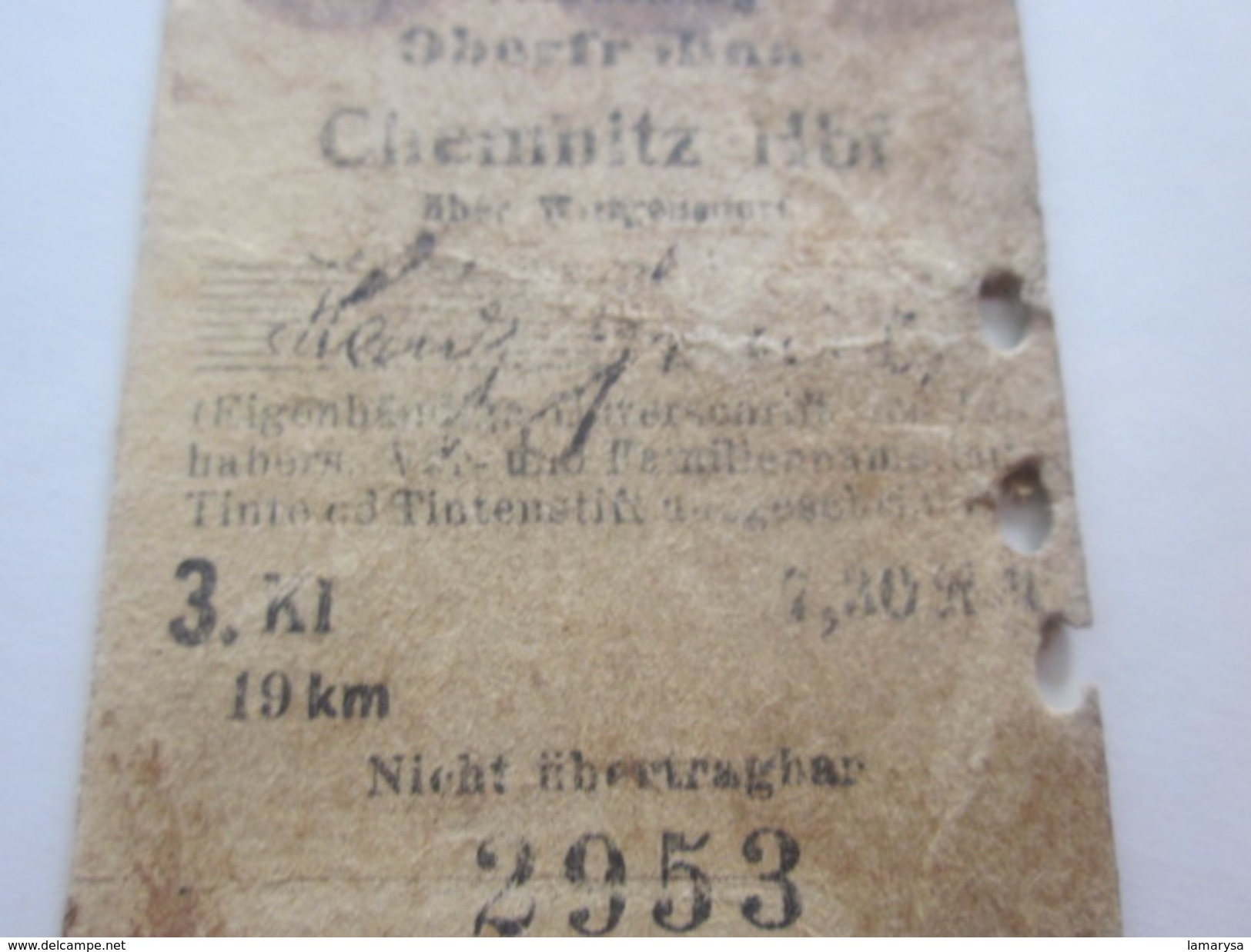 SCHULERMONATSKARTE-PERSONENZUG Titre De Transport Ticket Carte Ferroviaire Mensuel Chemin De Fer Allemagne Chemnitz - Europe