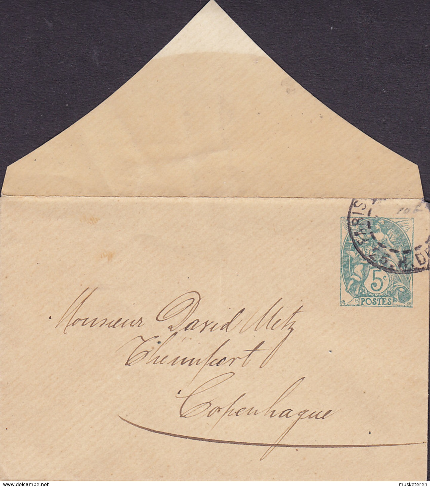France Postal Stationery Ganzsache Entier Allegorie Blanc 5c. Cover Lettre (425) PARIS To COPENHAGUE - Standard- Und TSC-Briefe (vor 1995)