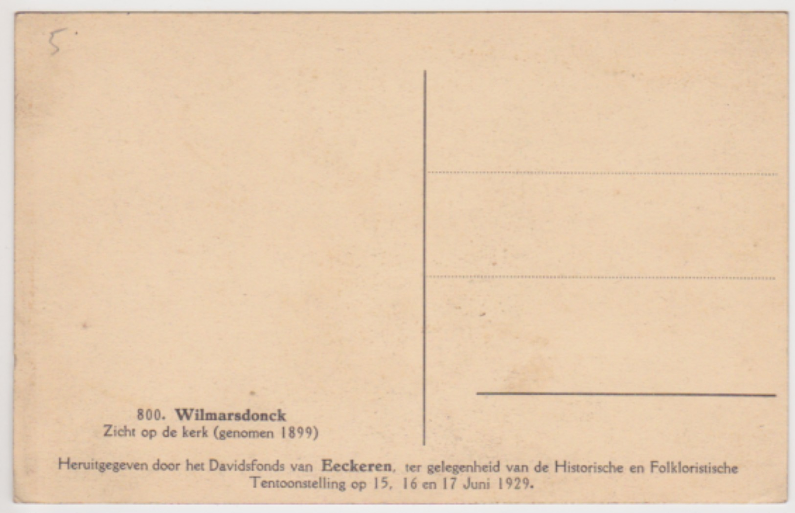 Pk. Wilmarsdonck. Zicht Op De Kerk. Genomen 1899. Ongelopen. - Autres & Non Classés