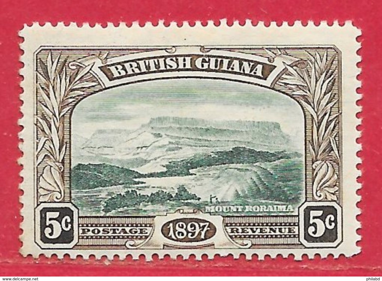 Guyane Britannique N°90 5c Sépia & Vert 1898 * - British Guiana (...-1966)