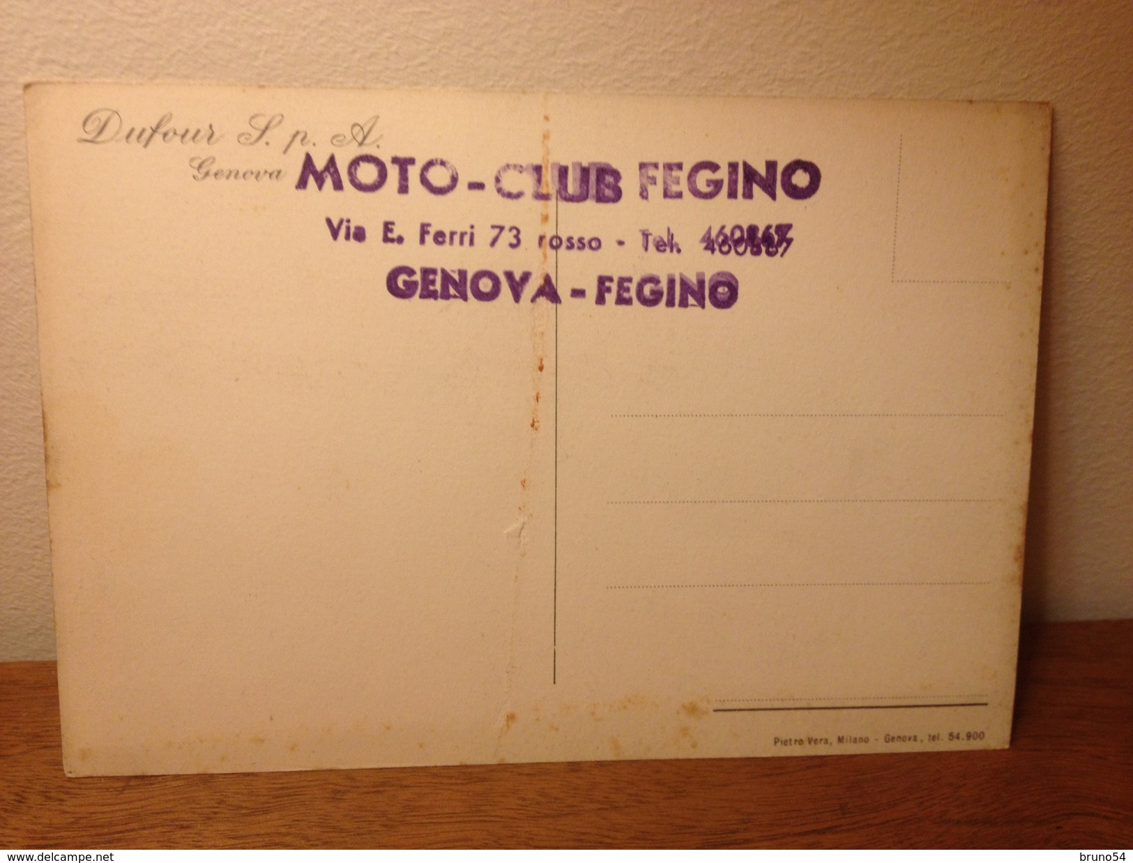 Cartolina Caramelle Dufour Genova  Timbro Moto Club Fegino Via Ferri 73 Rosso Genova Fegino Non Viaggiata - Altri & Non Classificati