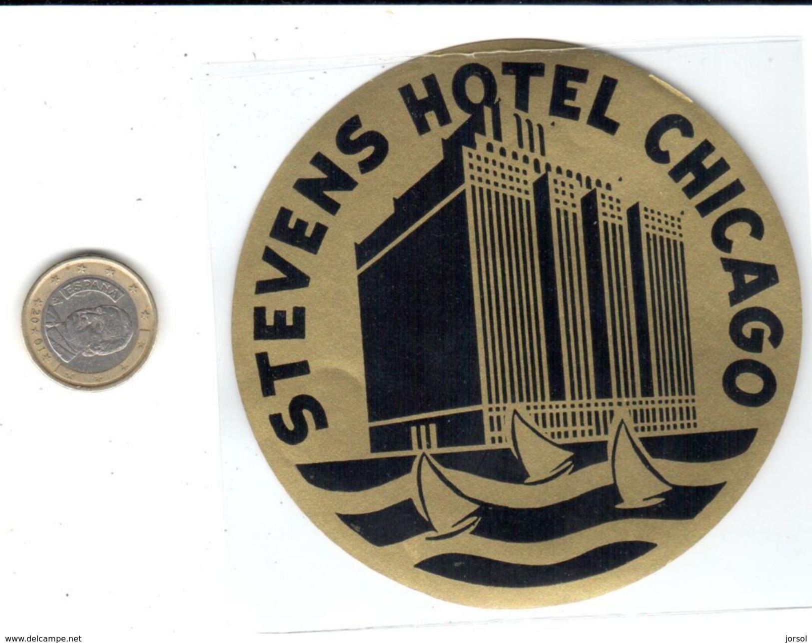 ETIQUETA DE HOTEL  - STEVENS HOTEL  -CHICAGO - Hotel Labels