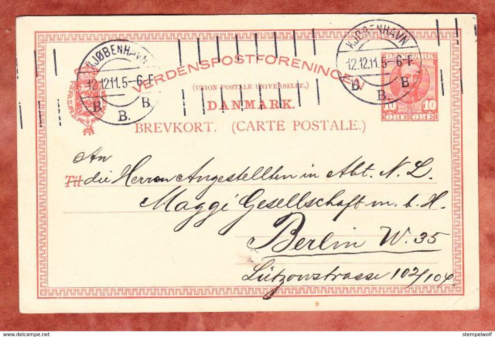 P 140 Koenig Frederik, Kjoebenhavn Nach Berlin 1911 (44923) - Postal Stationery