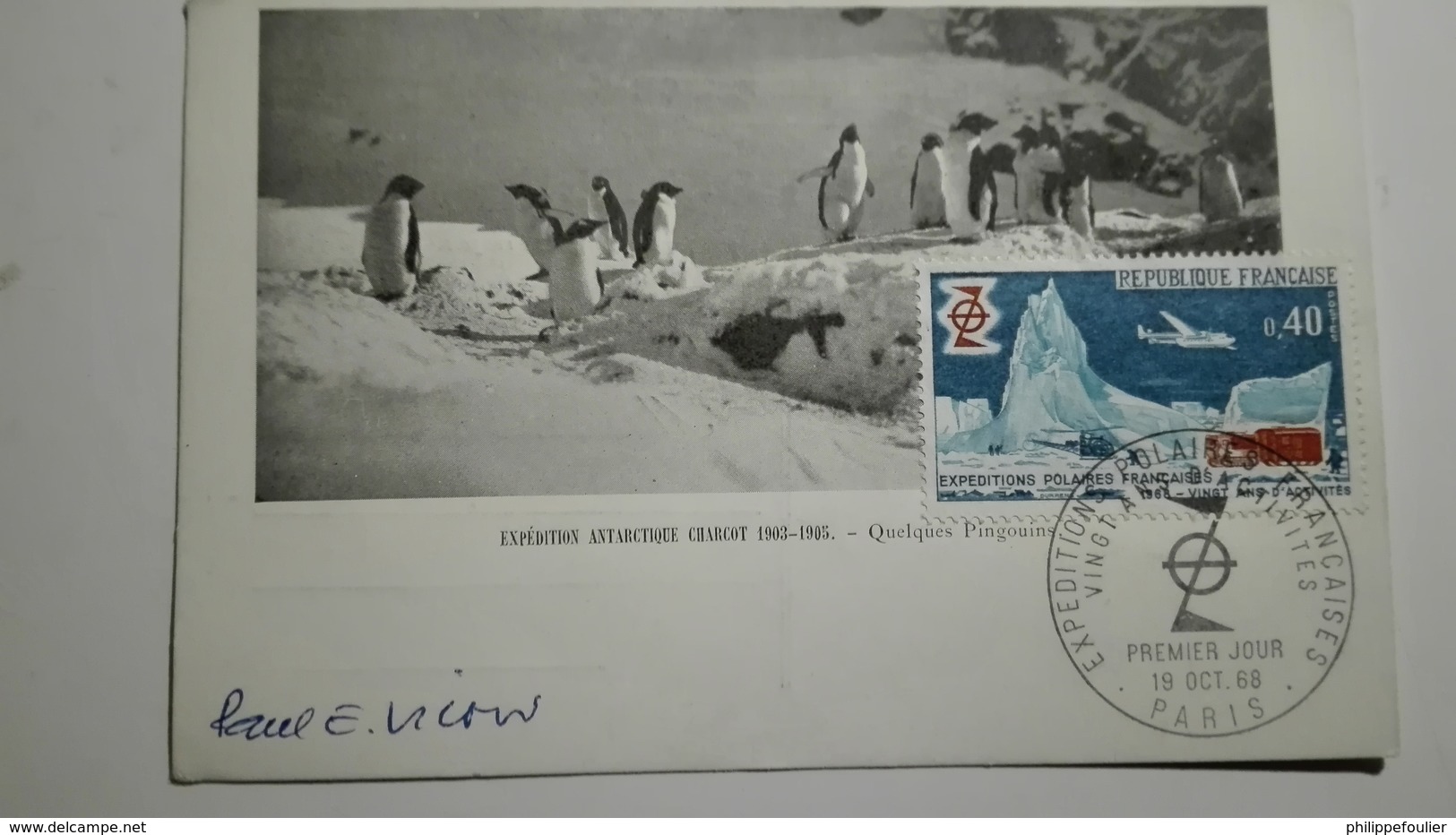 Carte Postale Affranchi N°1574  EPF   Premier Jour 1968 Signature Paul E. Victor - Covers & Documents