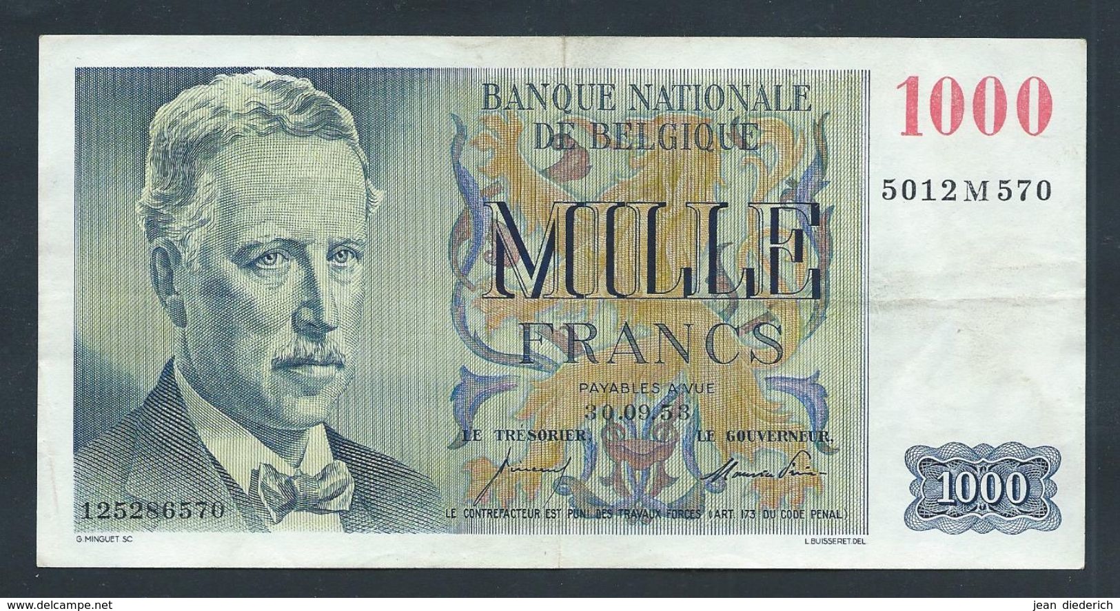 . Belgique - 1000 Francs - 30-09-1953 - 1000 Francs