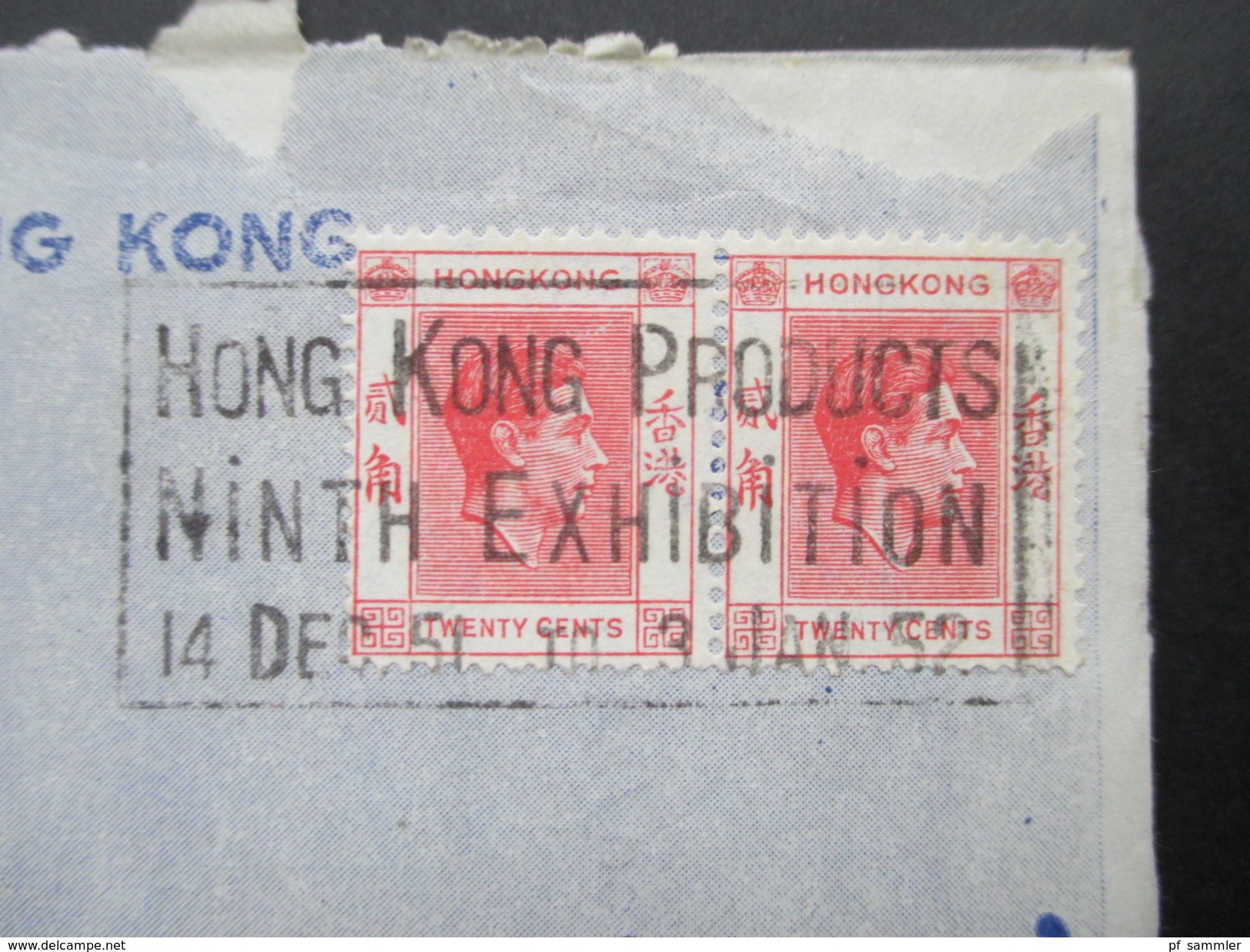 GB / Hong Kong 1951 Air Letter To Milan. Waagerechtes Paar! Hong Kong Products Ninth Exhibition - Covers & Documents