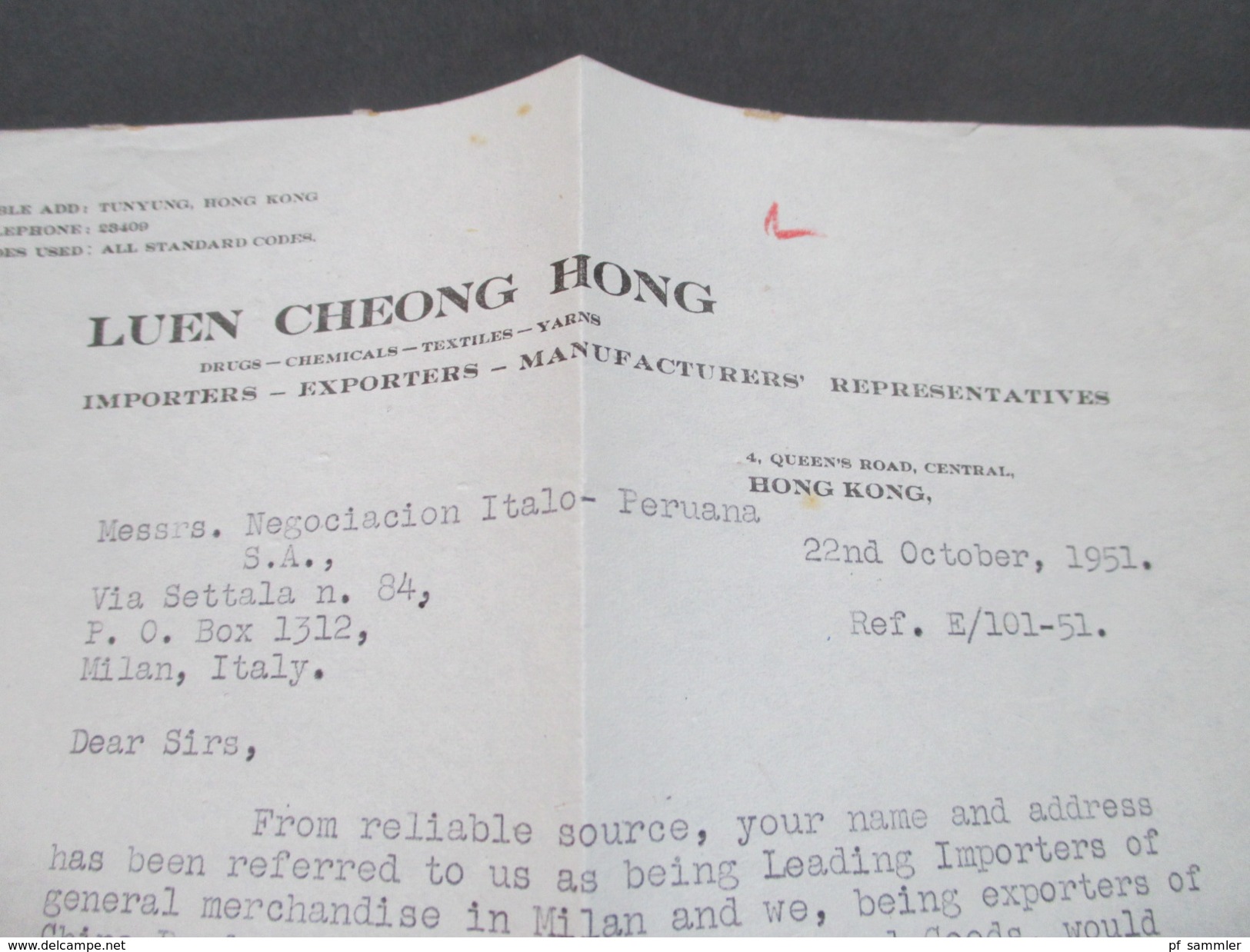 GB / Hong Kong 1951 Air Letter To Milan. Waagerechtes Paar! Hong Kong Products Ninth Exhibition - Covers & Documents
