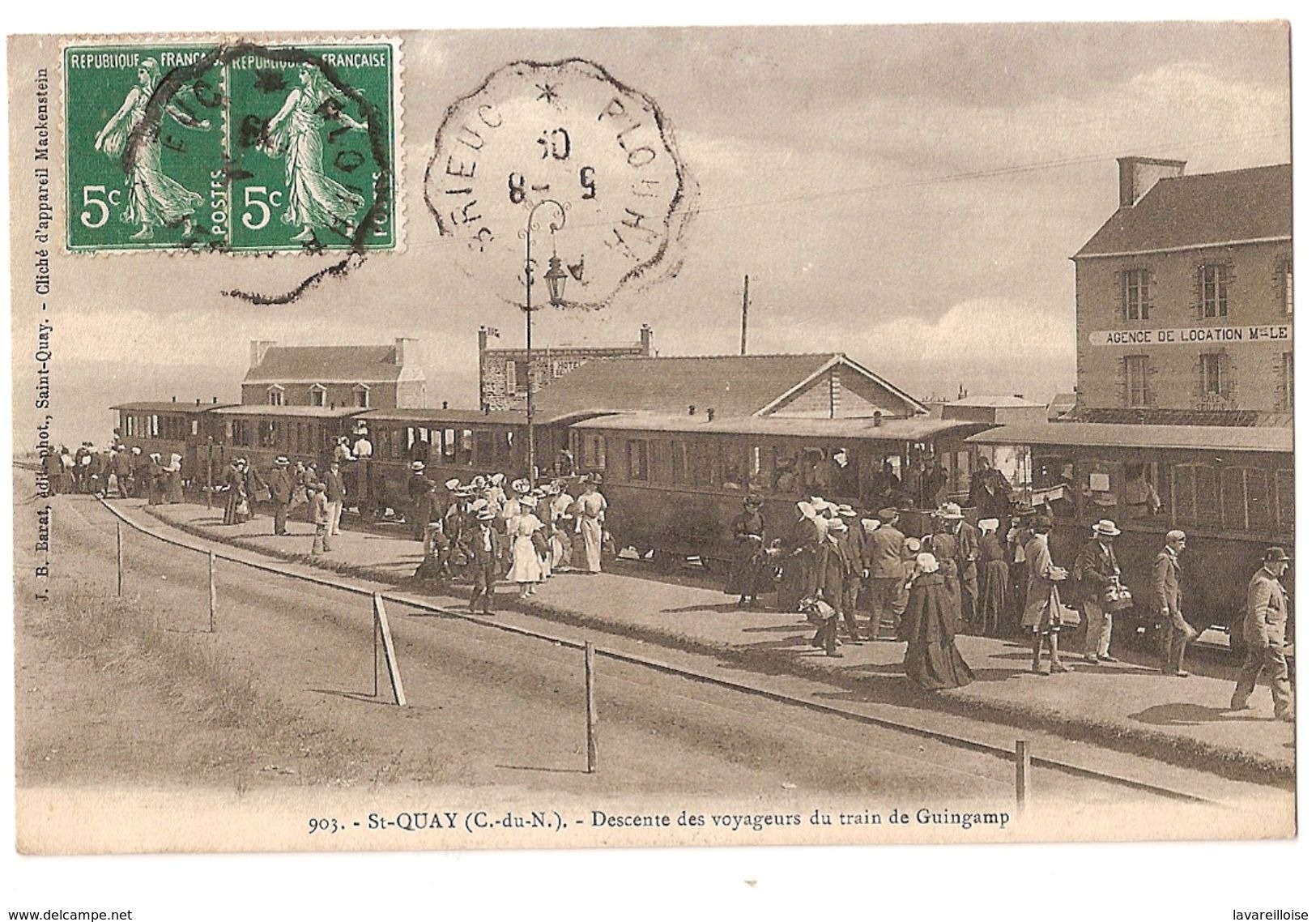 CPA 22  ST QUAY DESCENTE DES VOYAGEURS DU TRAIN DE GUINGAMP TRES  RARE BELLE CARTE !! - Saint-Quay-Portrieux