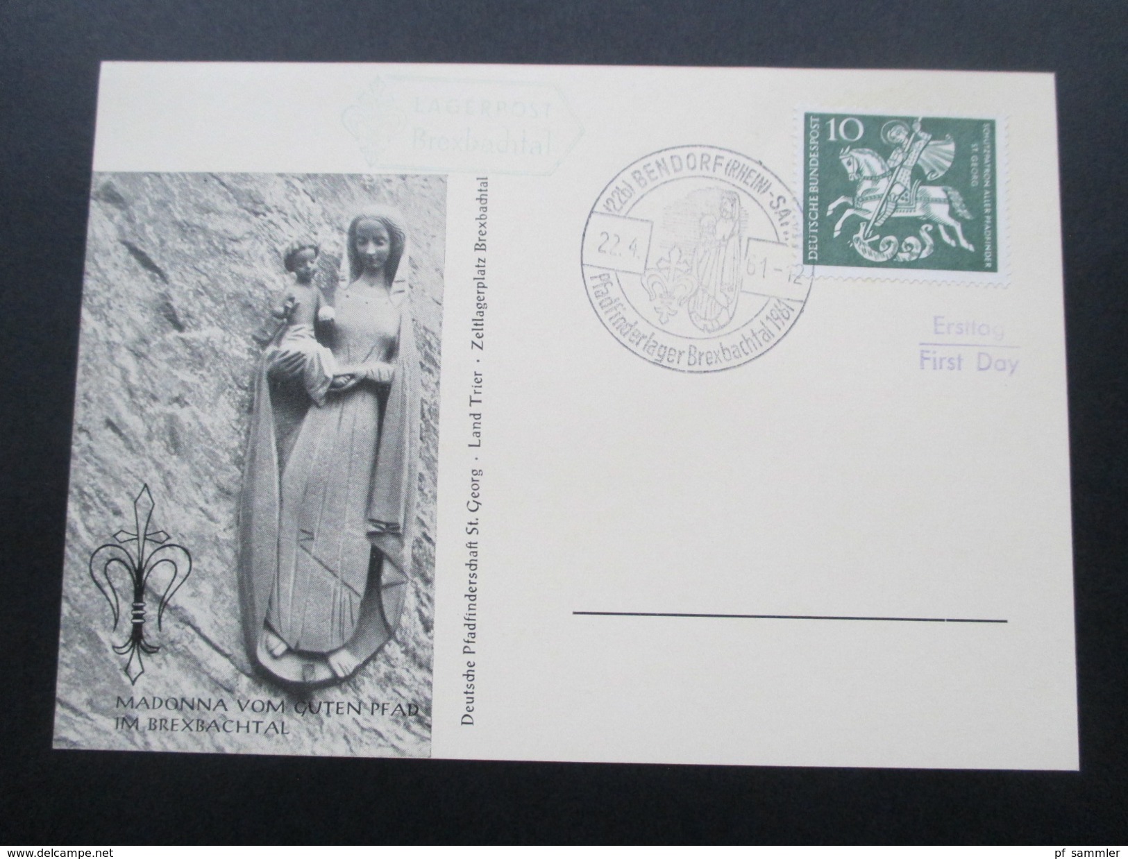 1961 Lagerpost Bexbachtal. SSt. Zeltlagerplatz Bexbachtal. Bendorf Rhein. Deutsche Pfadfinderschaft. 2 Karten. Boy Scout - Storia Postale