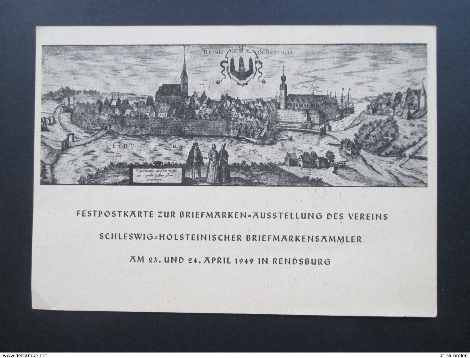 Festpostkarte 1949 Briefmarkenausstellung Schleswig Holstein 1949 In Rendsburg. Sonderstempel - Expositions Philatéliques