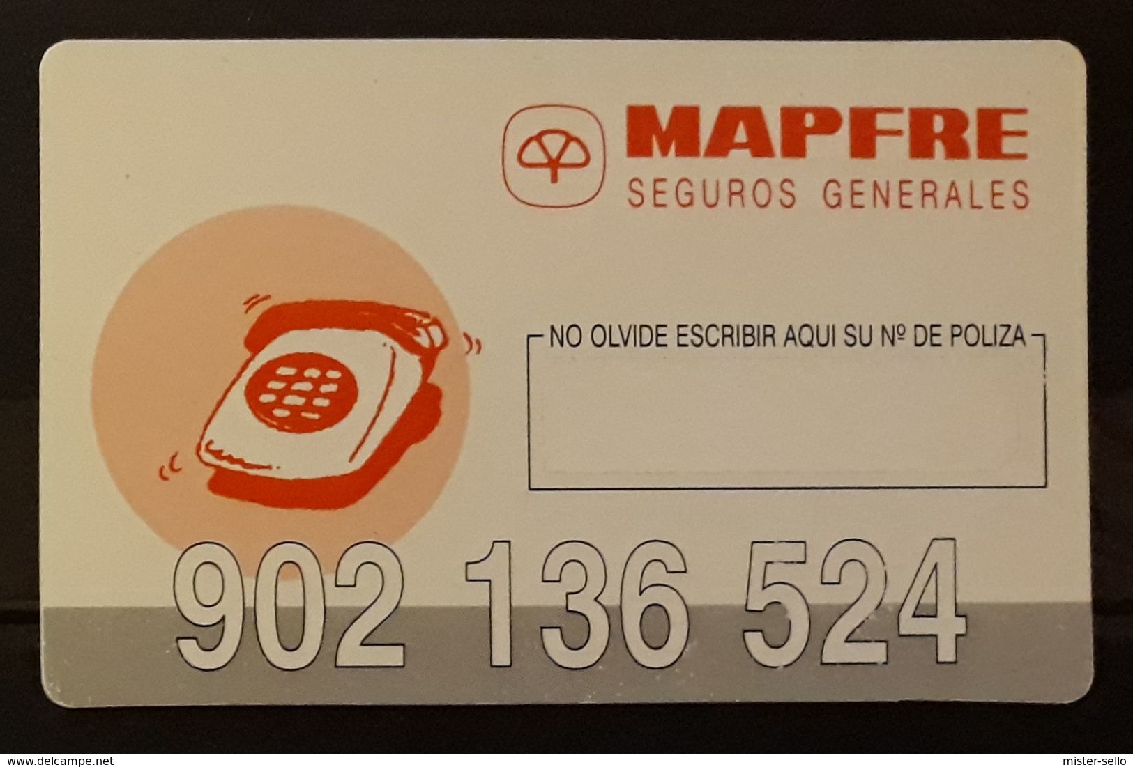 TARJETA DE CARTÓN SEGUROS MAPFRE. - Otros & Sin Clasificación