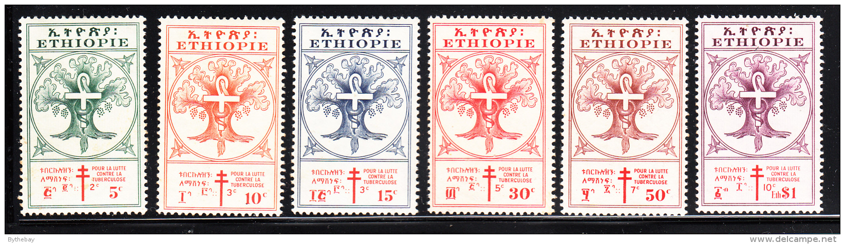 Ethiopia 1951 MH Scott #B21-#B26 Set Of 6 Tree, Staff, Snake  Anti-tuberculosis - Ethiopie