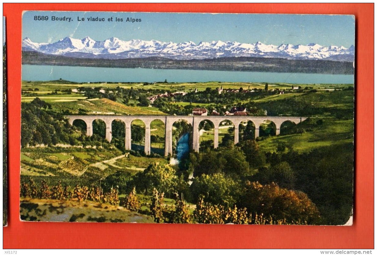 GAS-24  Boudry Le Viaduc Et Les Alpes, Vignes. Cachet Militaire - Boudry