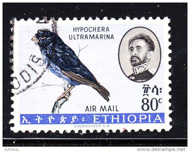 Ethiopia 1963 Used Scott #C81 80c Purple Indigo Bird - Ethiopie