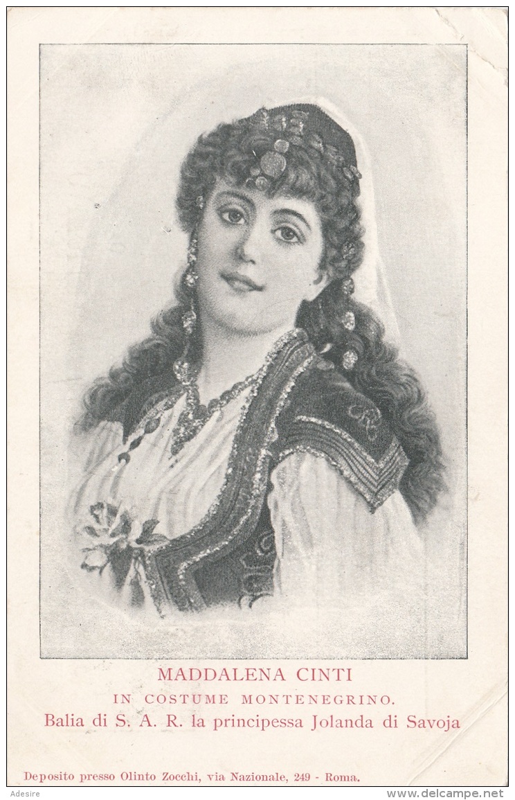 MAGDALENA CINTI In Costume Montenegrino, 10 C Marke Gel. Nach Paris, Karte Mit Eckknick - Personen