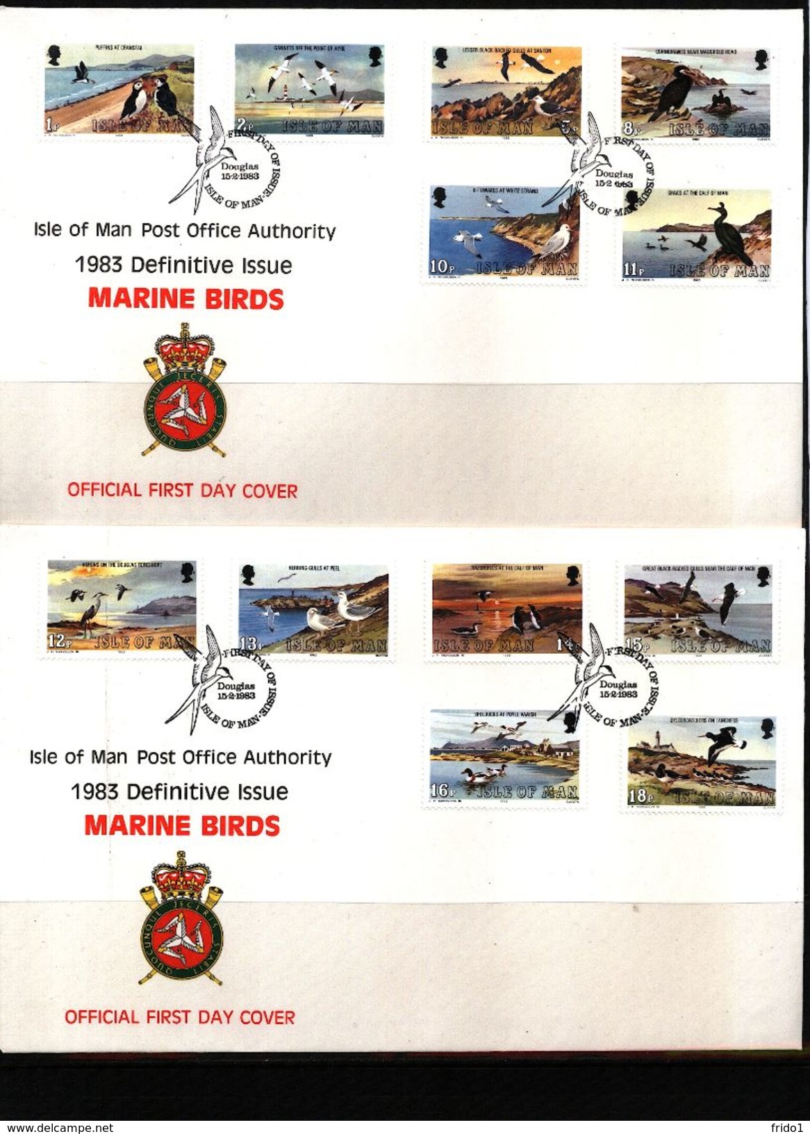 Isle Of Man1983 Marine Birds Michel 220-235 FDC - Albatrosse & Sturmvögel