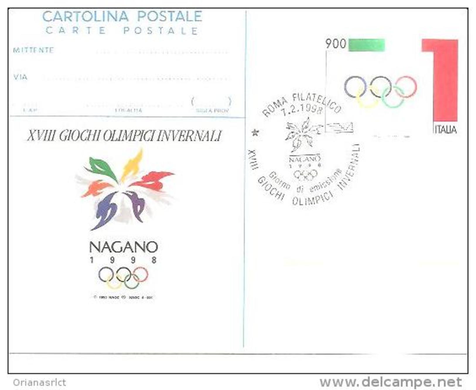 80947) Cartolina Postale- XVIIIgiochi Olimpici Invernali NAGANO 7-2-98 - Ganzsachen