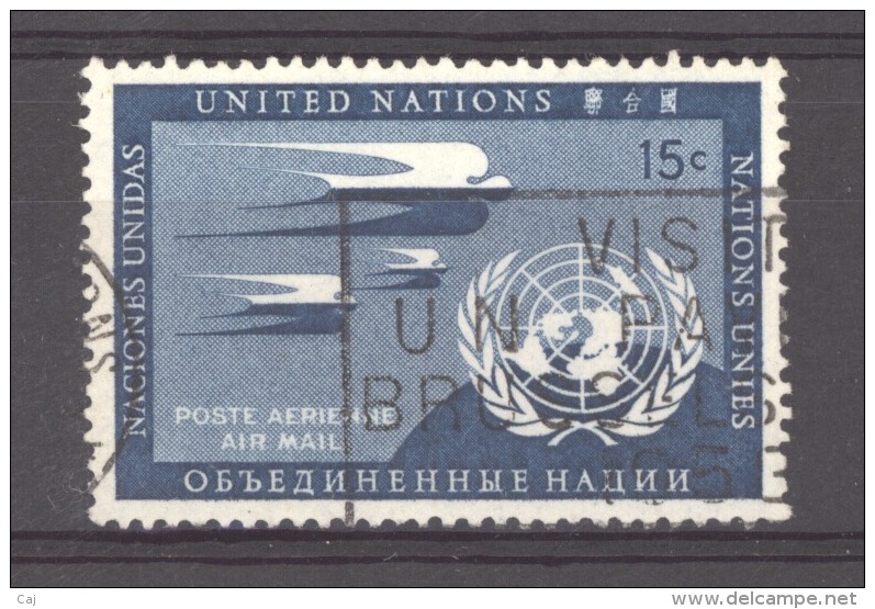 06668  -  ONU  -  New-york  -  Avion  :  Yv  1a  (o)  Bleu De Prusse , Rare , Cote: 275 &euro; - Poste Aérienne