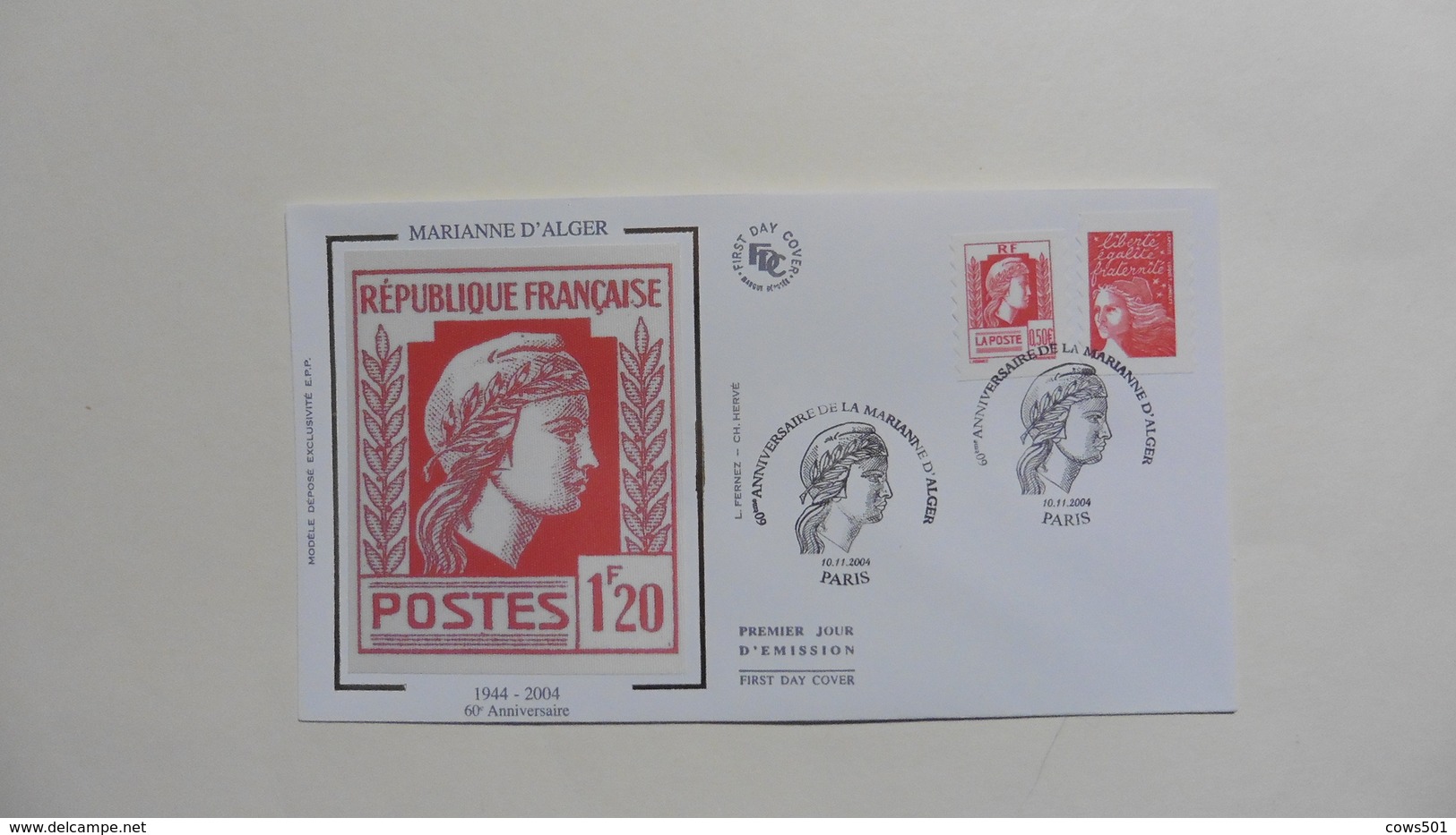 France :FDC : 1 Er Jour : Marianne D'Alger 2004  :1 Enveloppe  N°3716 - 2000-2009