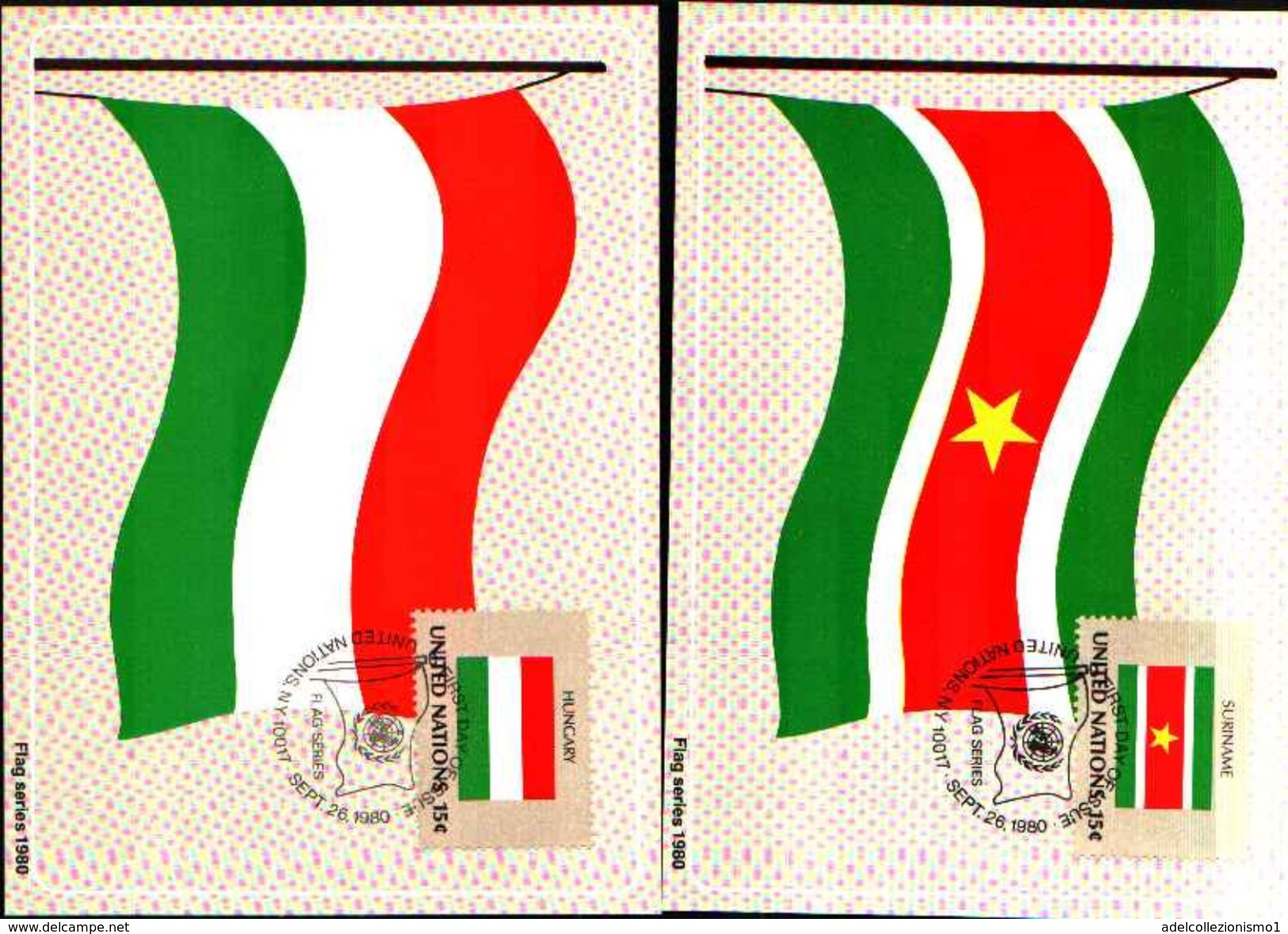 85637) 4 Cartoline Maxmum Del'onu -sede Di New York-serie Bandiere-26/9/1980 - Cartoline Maximum