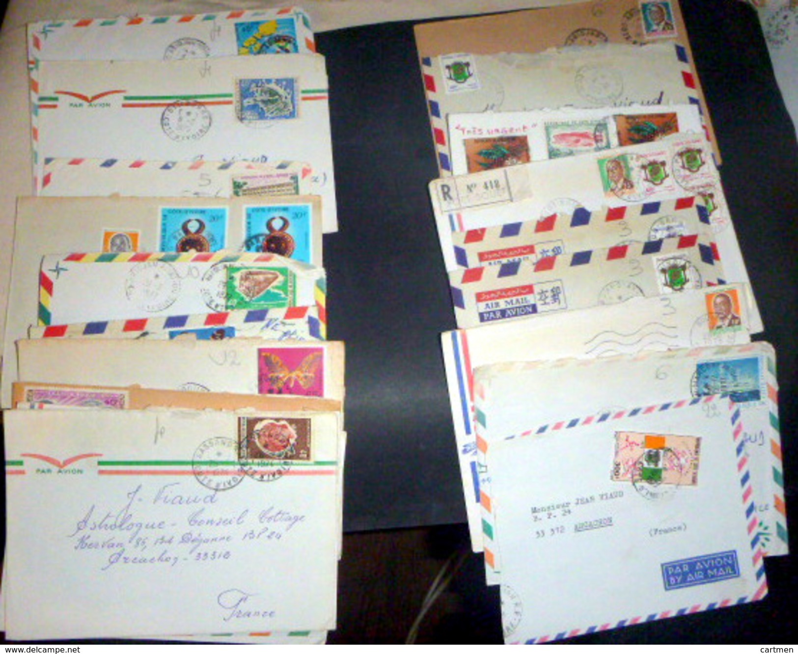 MARCOPHILIE  POSTE AERIENNE LOT 58 ENVELOPPES OBLITEREES ET TIMBREES COTE IVOIRE BONDOUKOU ABIDJAN SAN PEDRO 1975 - Autres & Non Classés