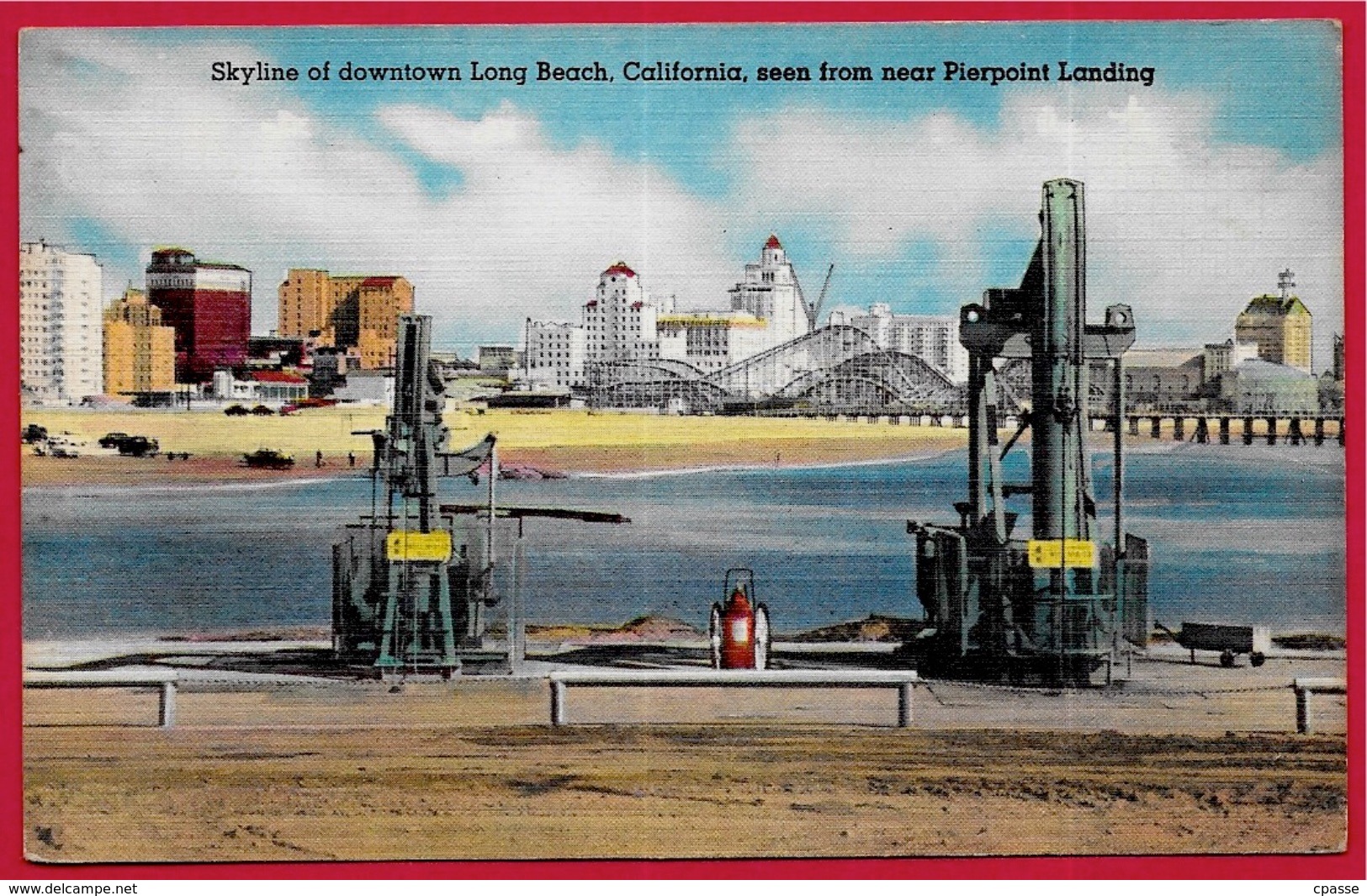 CPA Post Card USA LONG BEACH CA - Skyline Downtown Long Beach California, Pierpoint Landing* Oil Far Pumps Pétrole - Long Beach