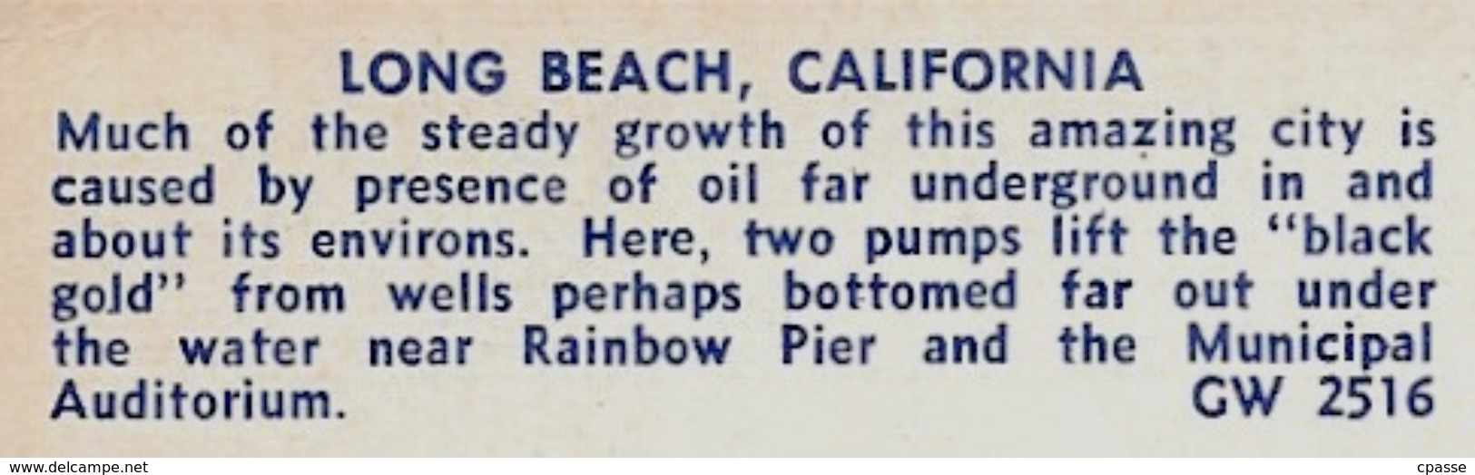 CPA Post Card USA LONG BEACH CA - Skyline Downtown Long Beach California, Pierpoint Landing* Oil Far Pumps Pétrole - Long Beach