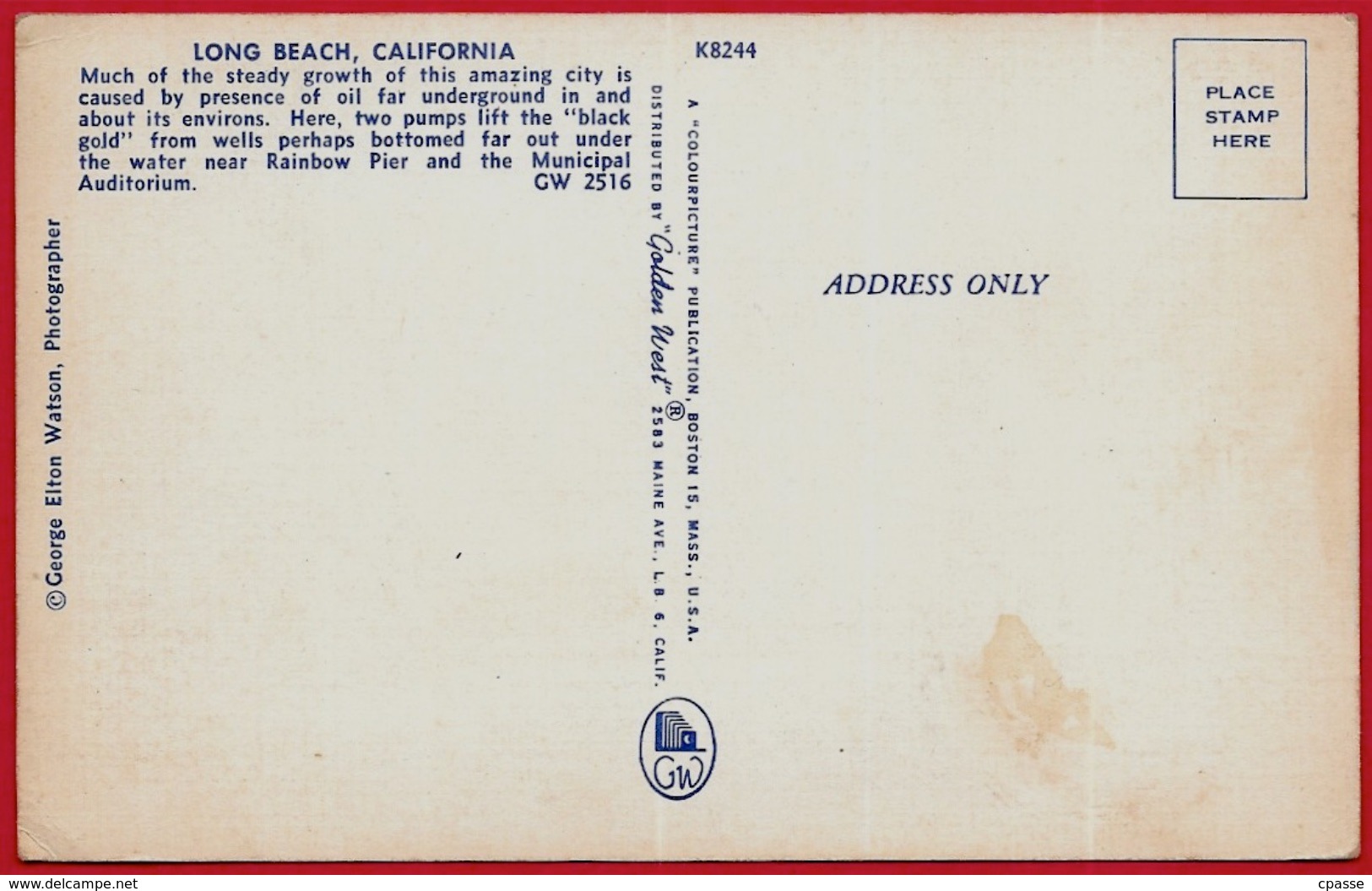 CPA Post Card USA LONG BEACH CA - Skyline Downtown Long Beach California, Pierpoint Landing* Oil Far Pumps Pétrole - Long Beach