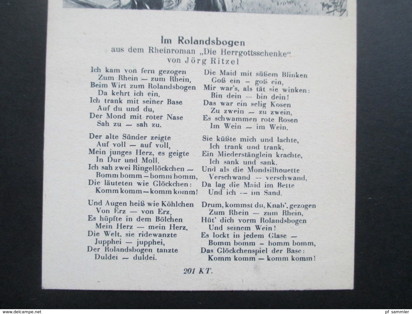 AK / Liedpostkarte / Gedicht. 1944 Im Rolandsbogen Aus Dem Rheinroman "Die Herrgottsschenke" Jörg Ritzel. Rheinlieder - Música