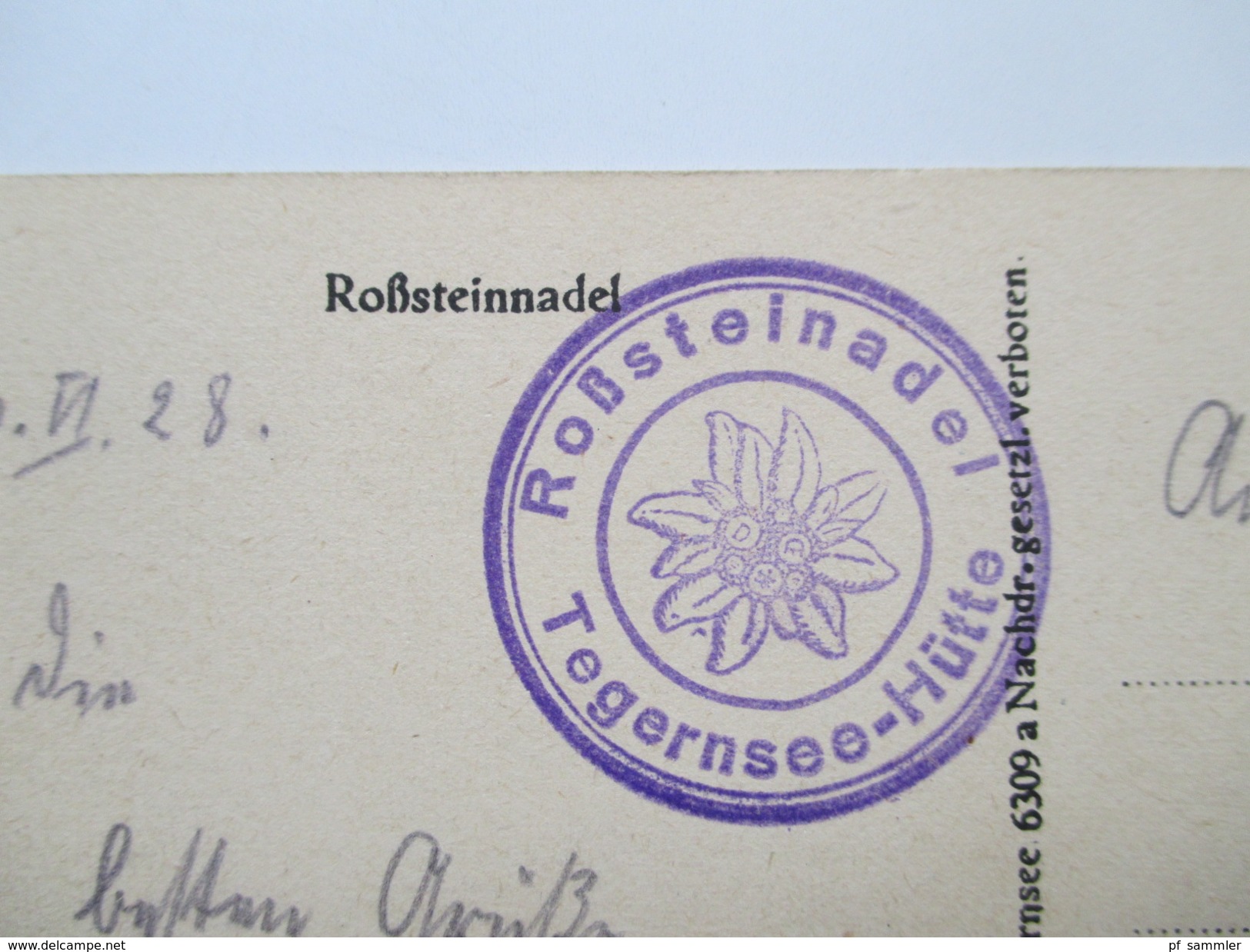 AK 1928 Roßsteinnadel Tegernsee Hütte. Bayern. Bahnpoststempel?!? Verlag L. Landes Tegernsee - Tegernsee