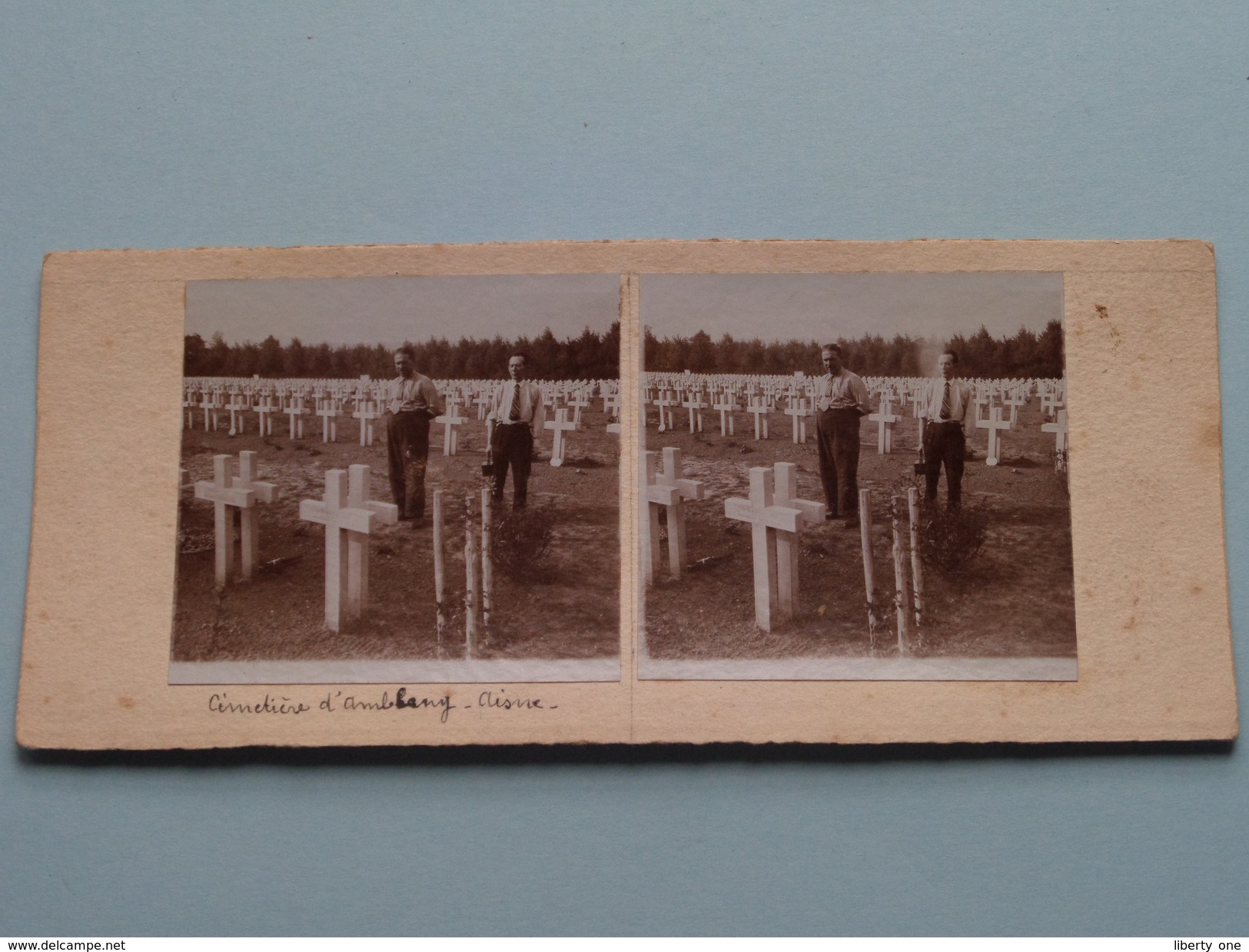 Cimétière D'Ambleny AISNE - Anno 19?? ( Stereo Photo Amateur (?) Voir Photo Pour Detail ) ! - Photos Stéréoscopiques