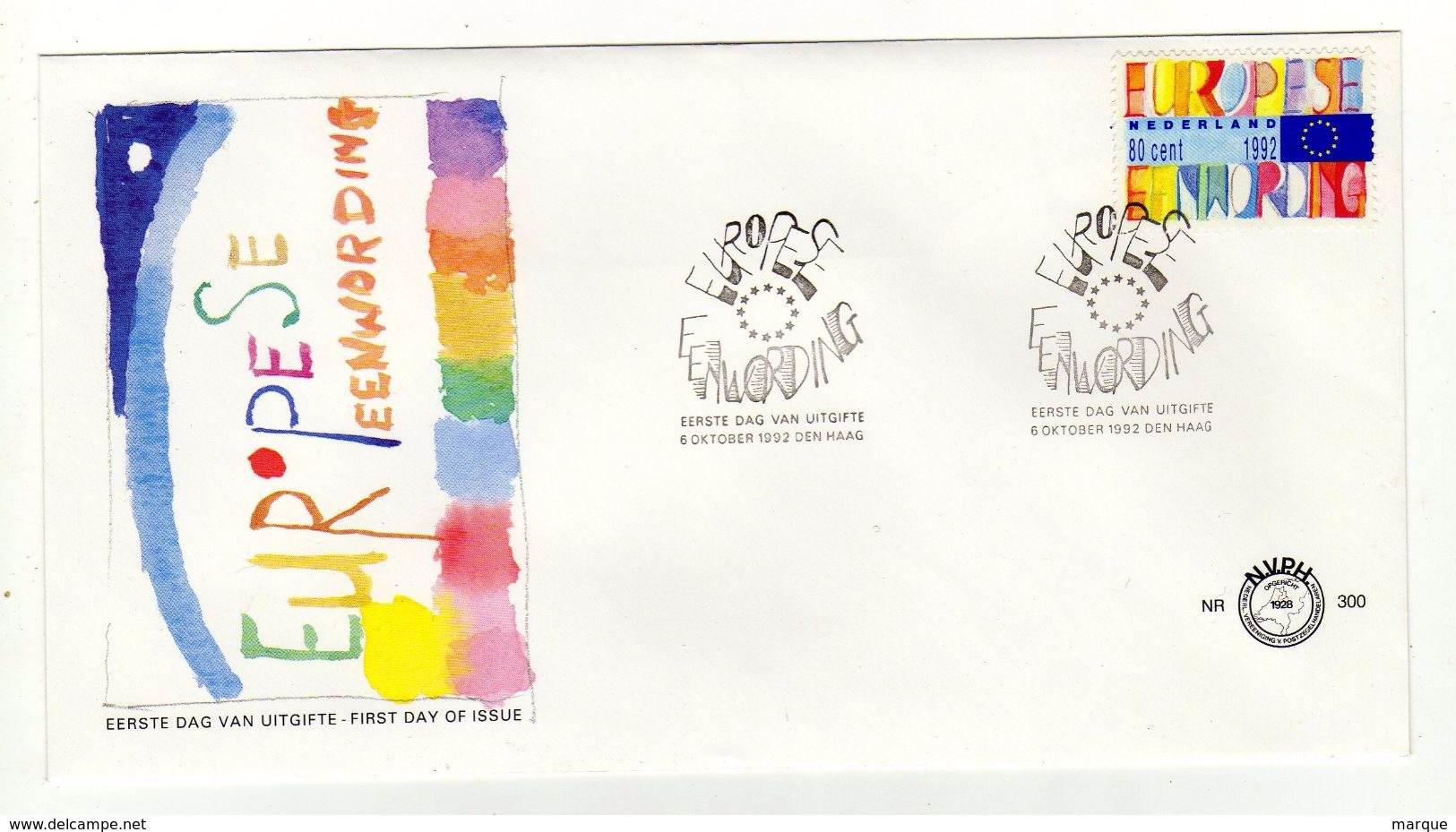 Enveloppe 1er Jour NEDERLAND PAYS BAS Oblitération 06/10/1992 - FDC