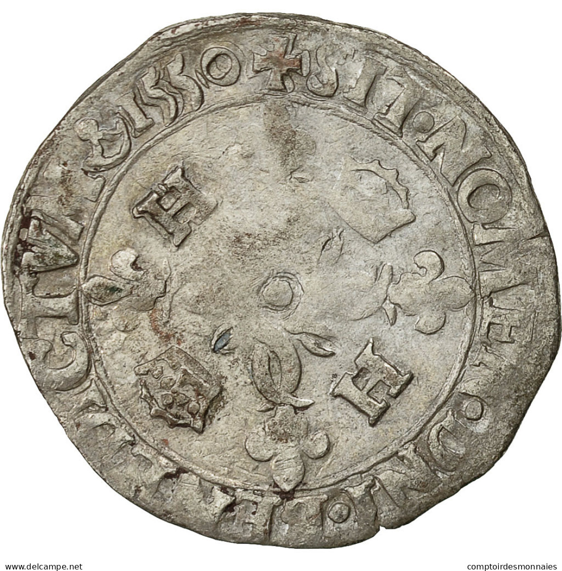 Monnaie, France, Henri II, Douzain Aux Croissants, 1550, Rouen, TB, Billon - 1547-1559 Henry II